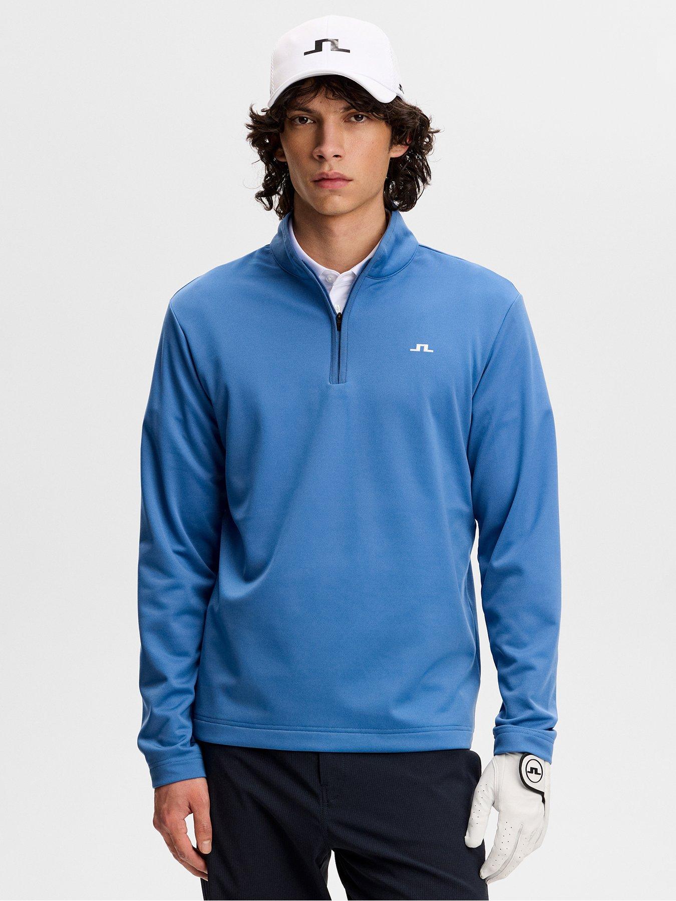 J LINDEBERG Mens Golf Clide Quarter Zip Mid Layer - Blue