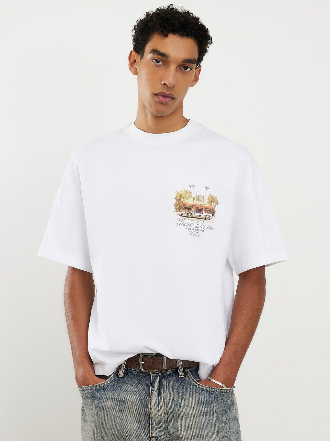 River Island Short Sleeve Saint Denis Car T-Shirt - White