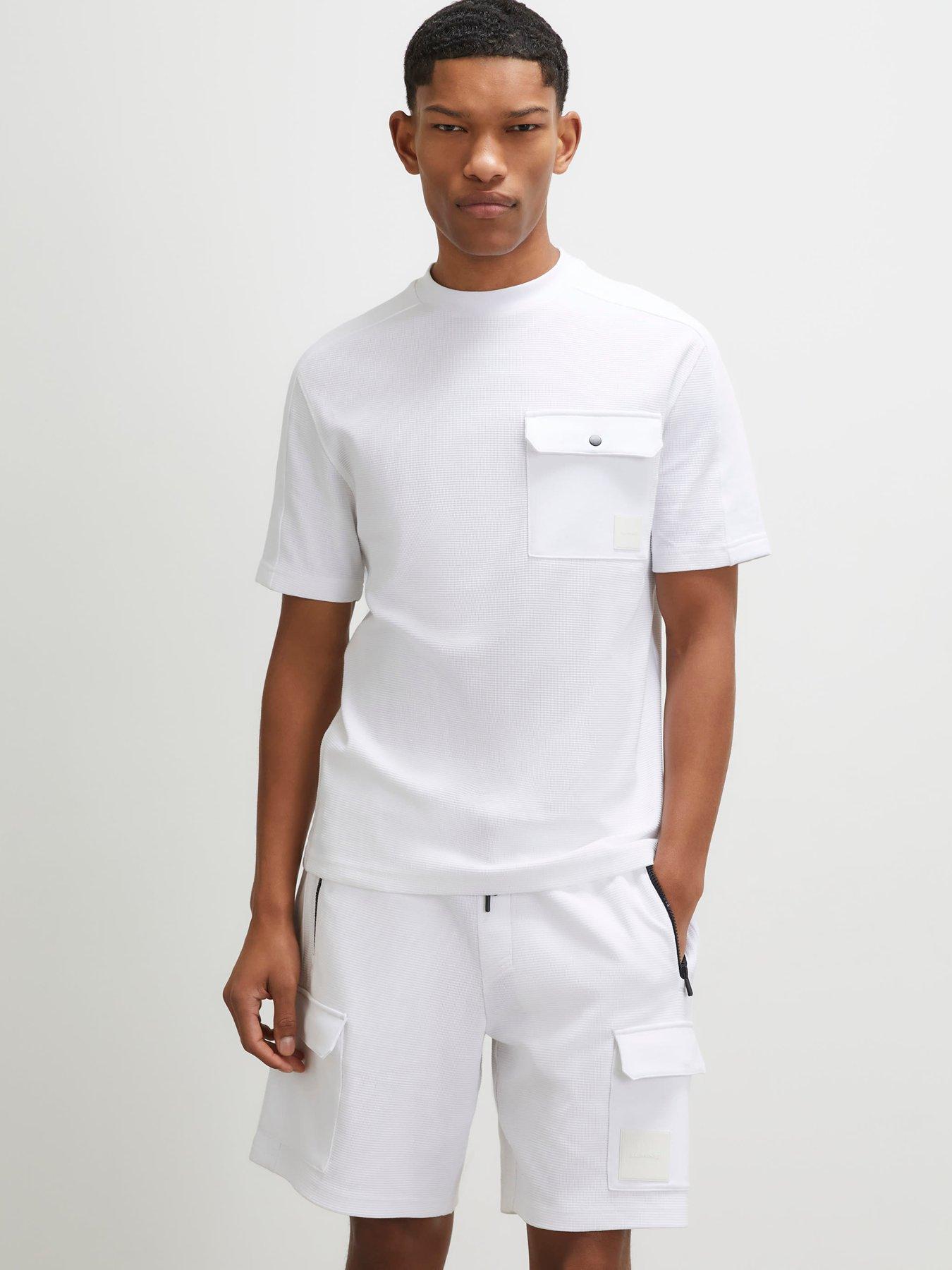 River Island Short Sleeve Slim Waffle Pocket T-Shirt - White