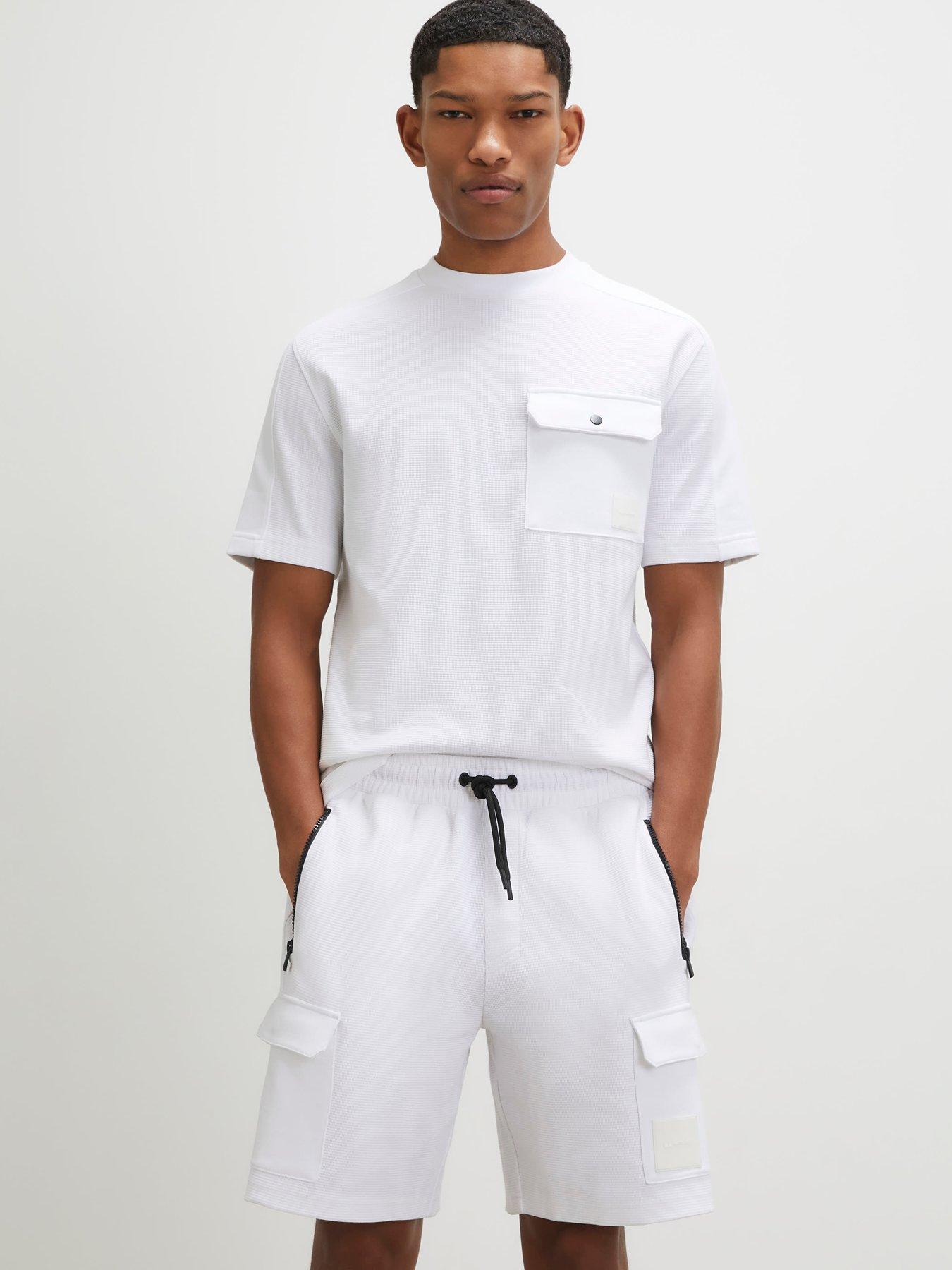 Image 1 of 4 of River Island Reg Waffle Luminis Cargo Shorts - White