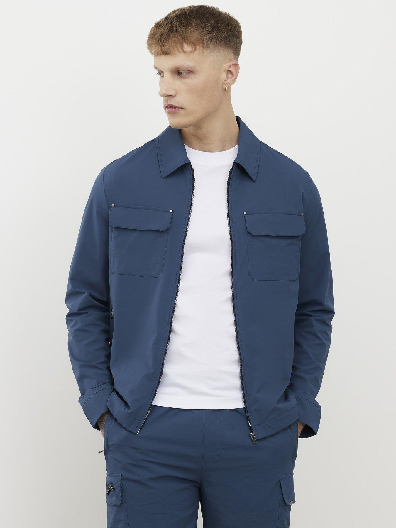Image 1 of 4 of River Island Defined Muscle Fit Shacket - Blue