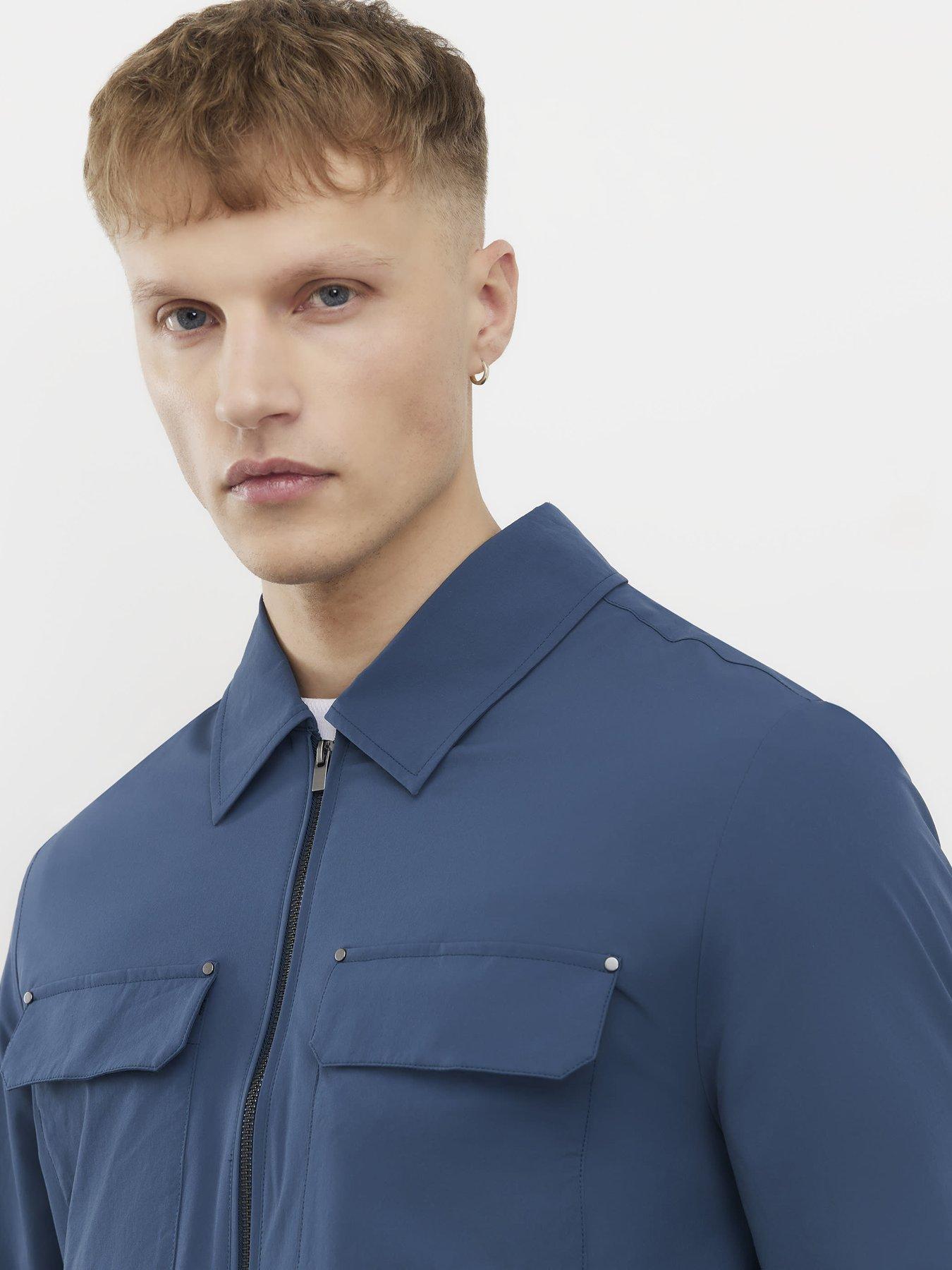 Image 4 of 4 of River Island Defined Muscle Fit Shacket - Blue