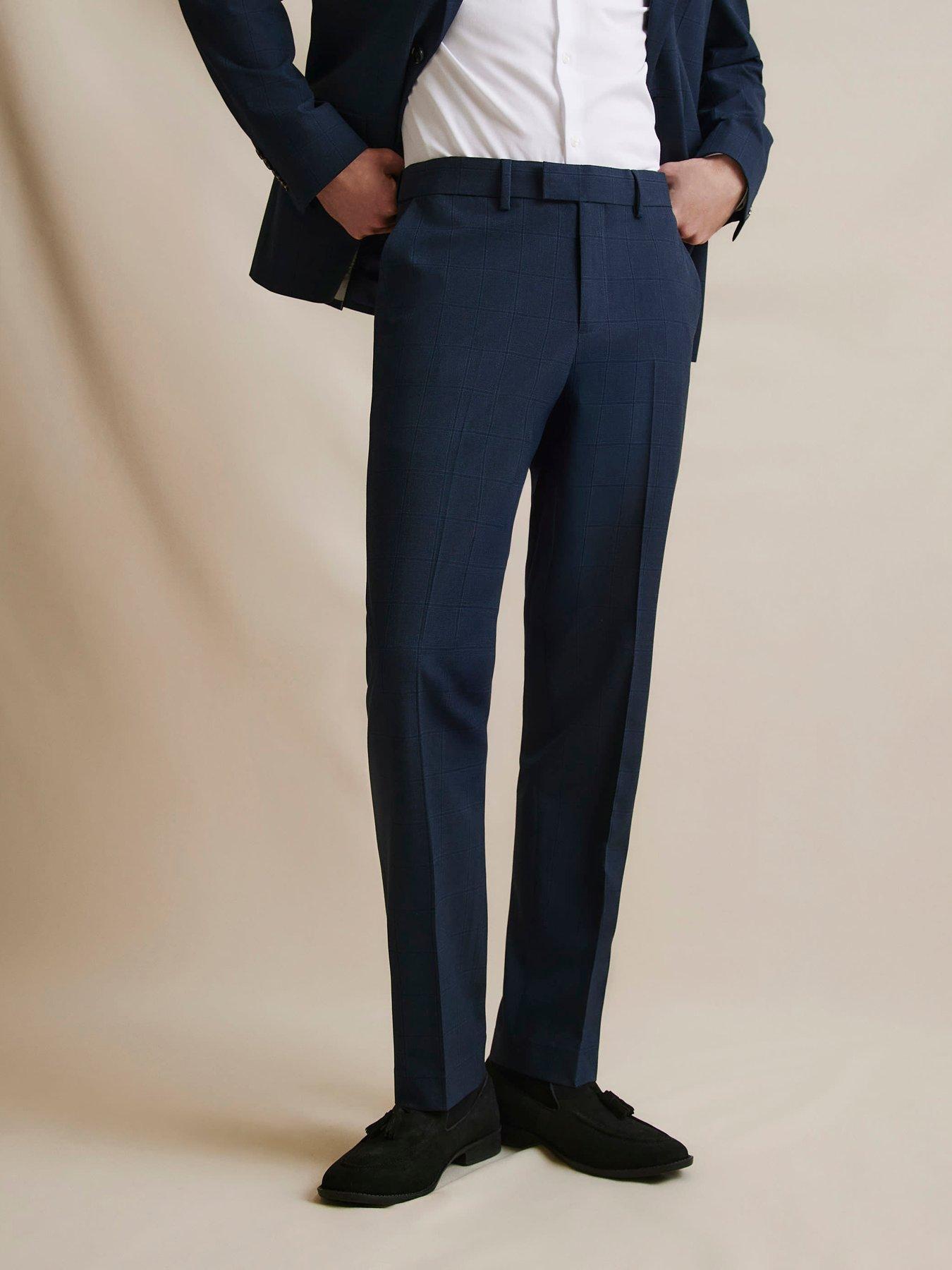 River Island Check Slim Trouser - Navy