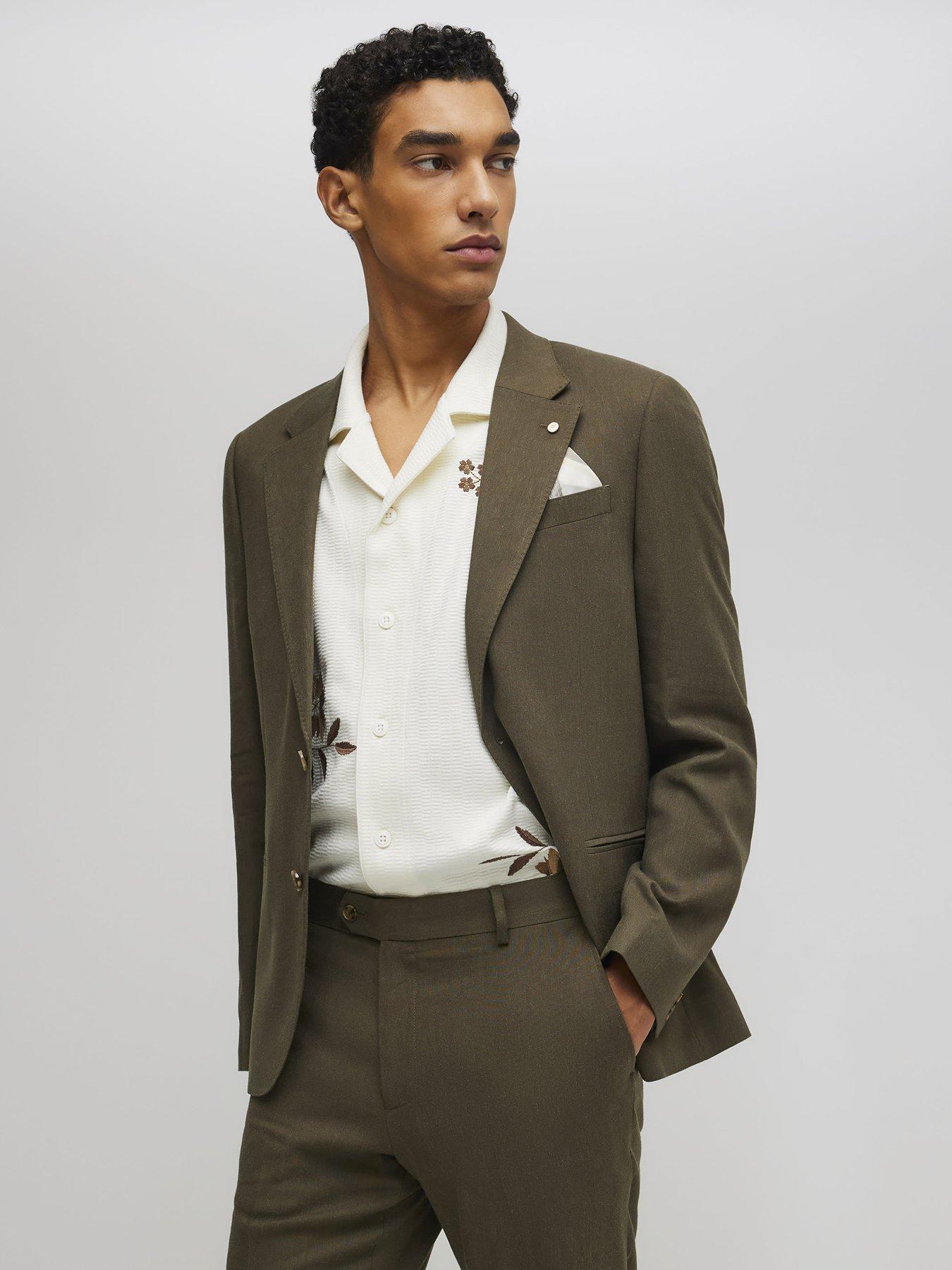 River Island River Island Linen Blend Slim Suit Blazer