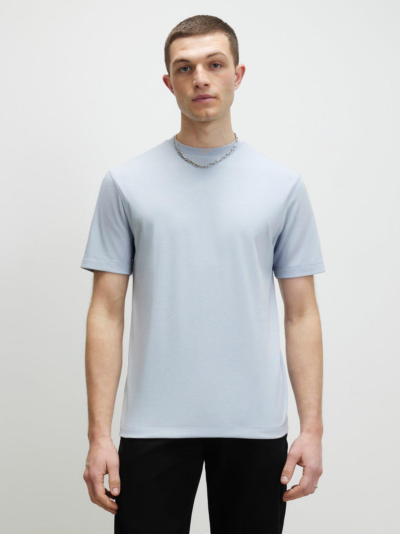 River Island Slim Fit Marl Essential T-Shirt - Blue