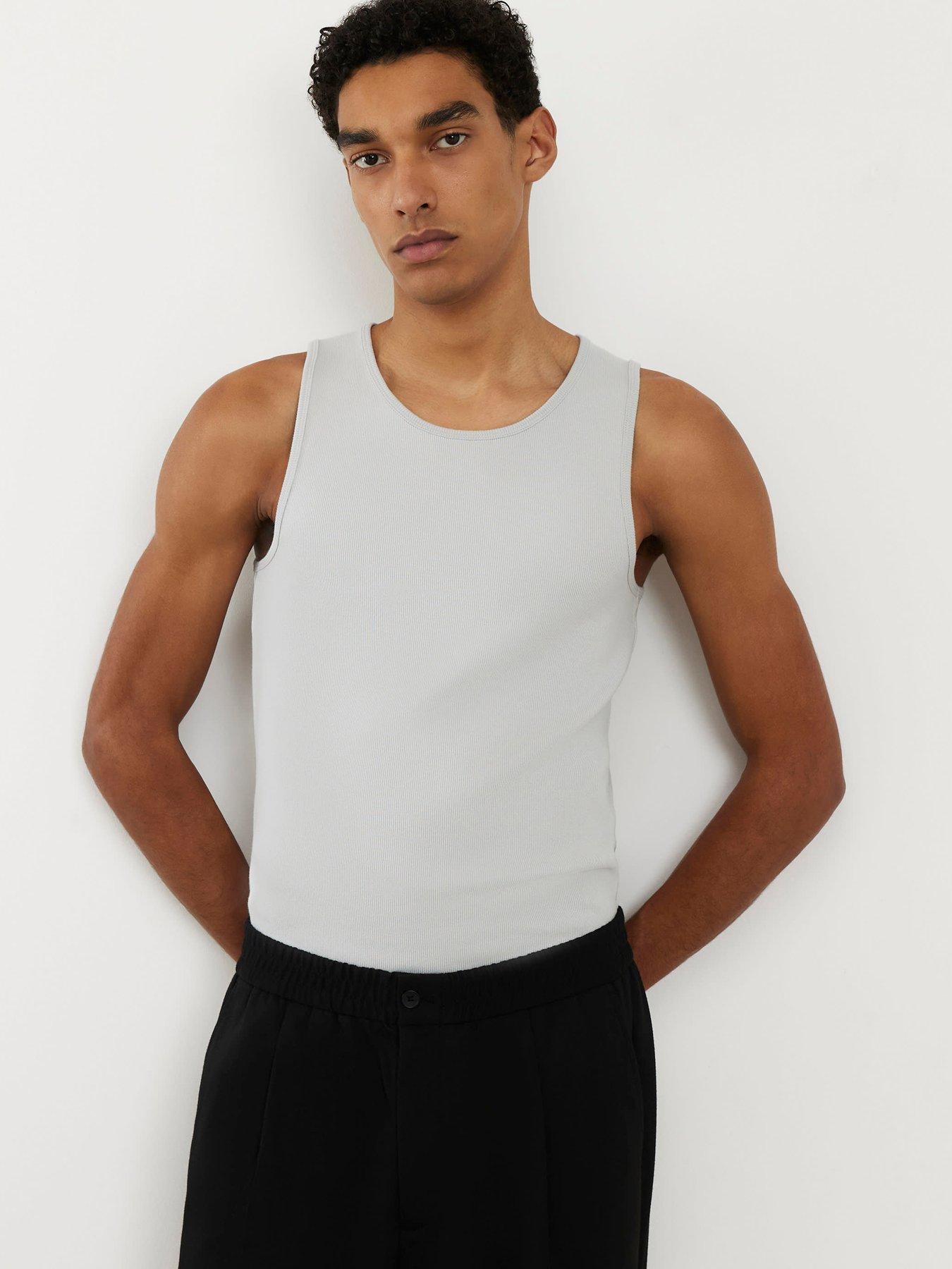 River Island Plain Muscle Ribbed Vest - Grey