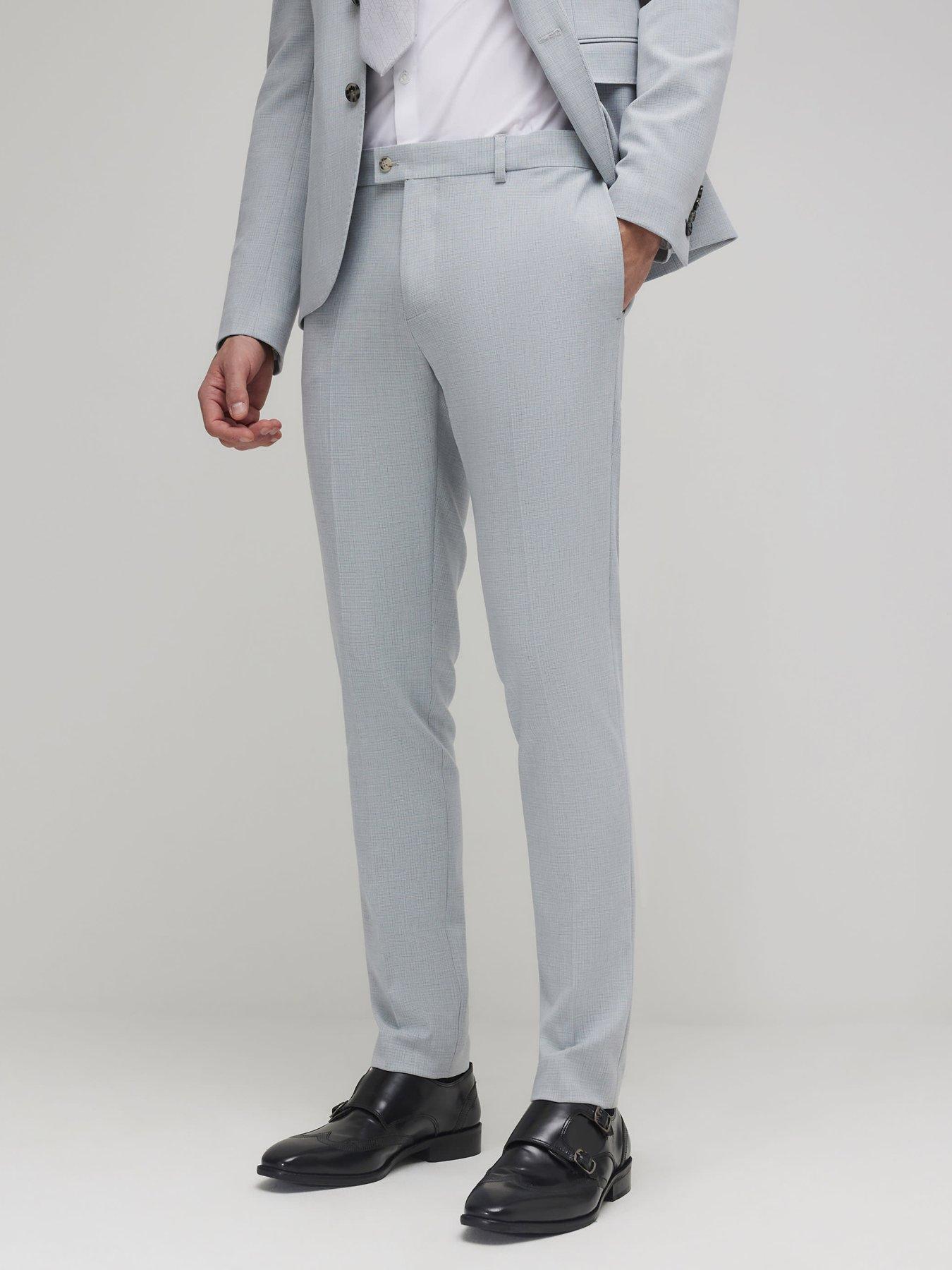 Image 1 of 6 of River Island Microcheck Skinny Suit Trouser - Blue