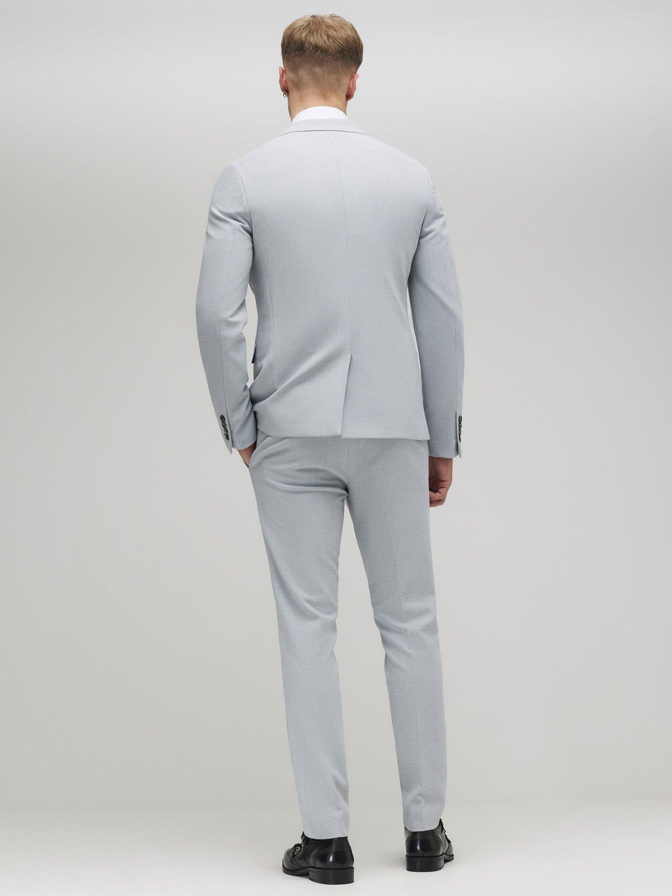 Image 2 of 6 of River Island Microcheck Skinny Suit Trouser - Blue