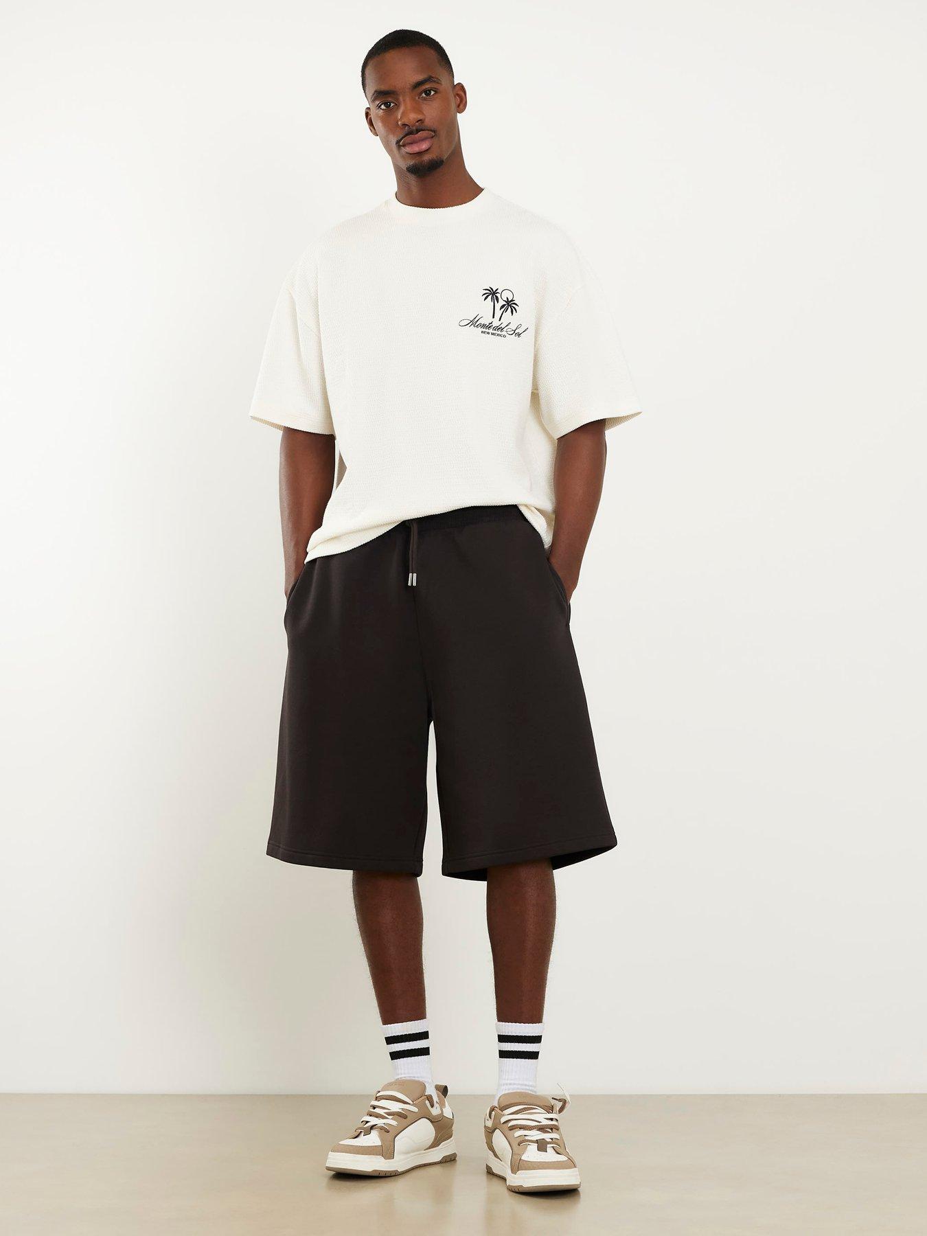 River Island Short Sleeve Texture Palm Patch T-Shirt - Off White