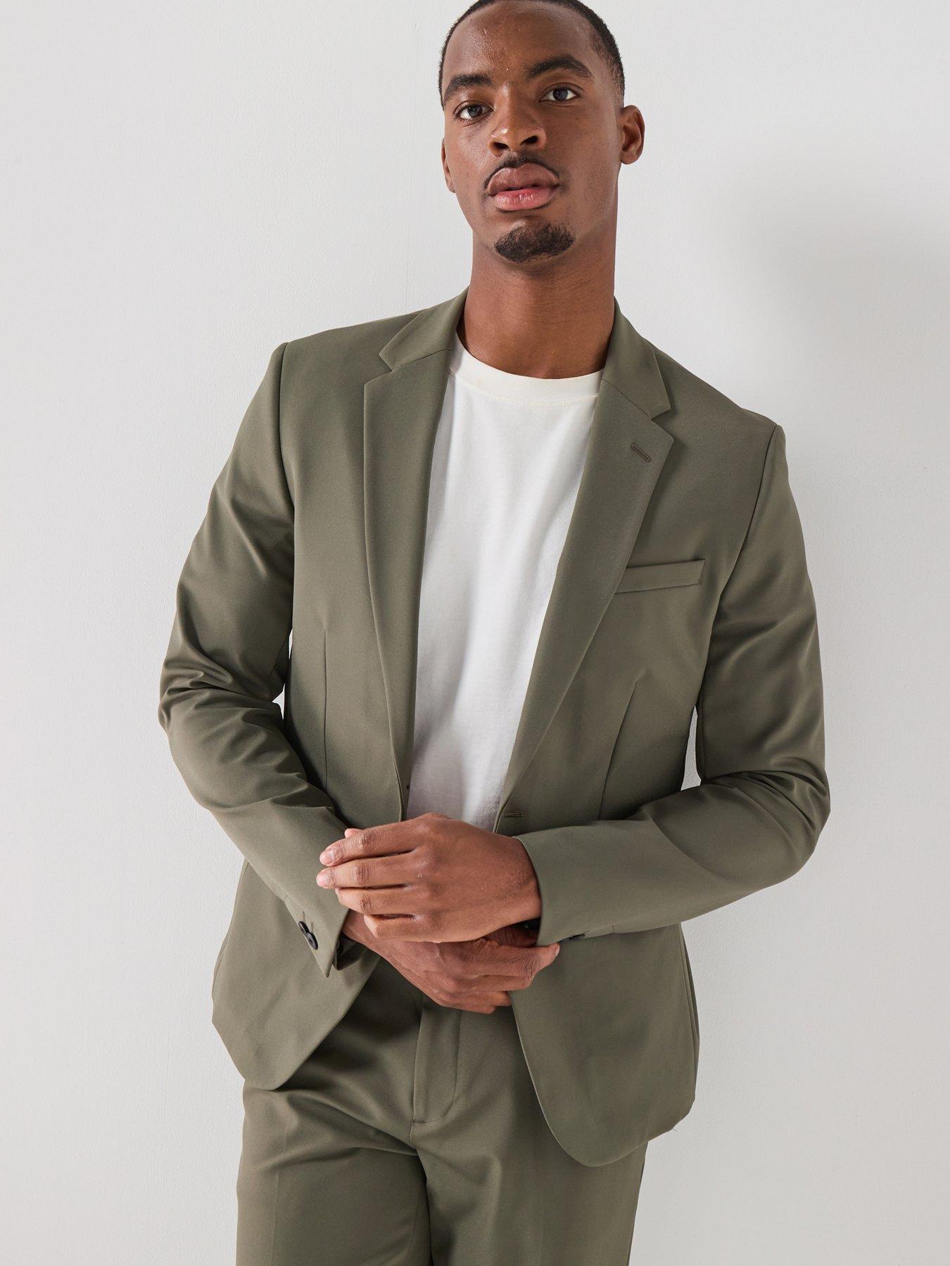 River Island Tech Comfort Skinny Fit Suit Jacket - Green