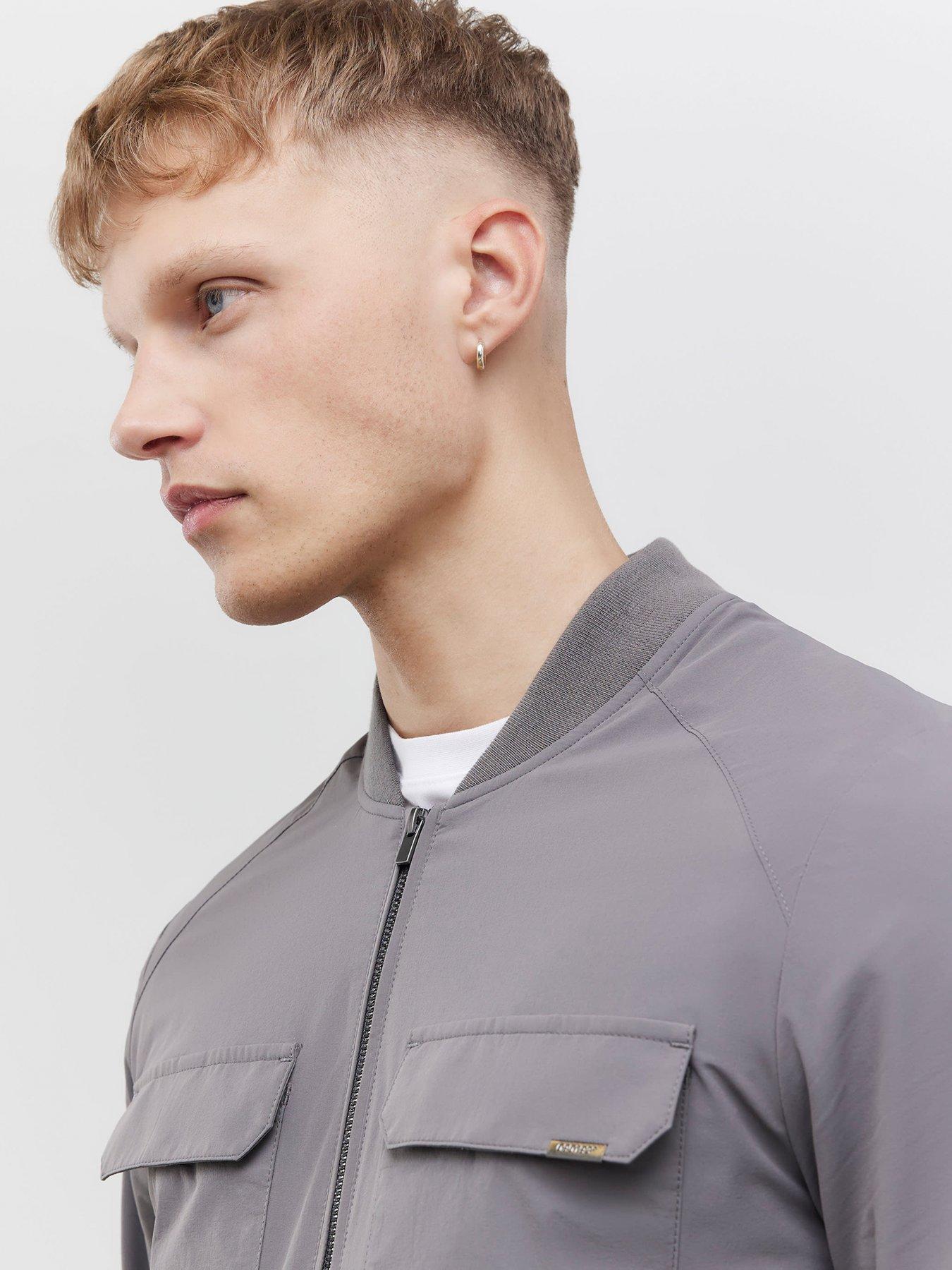 image of river-island-defined-muscle-fit-bomber-grey
