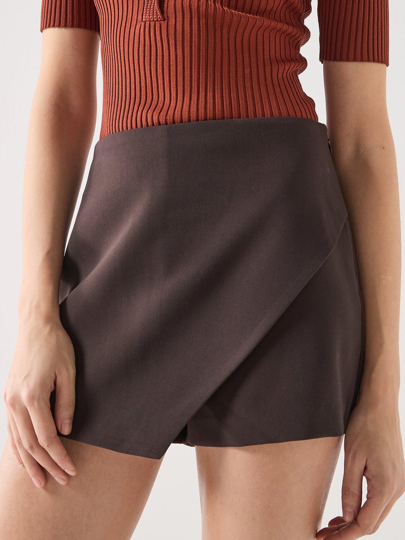  image of only-yasmine-wrap-skort-brown