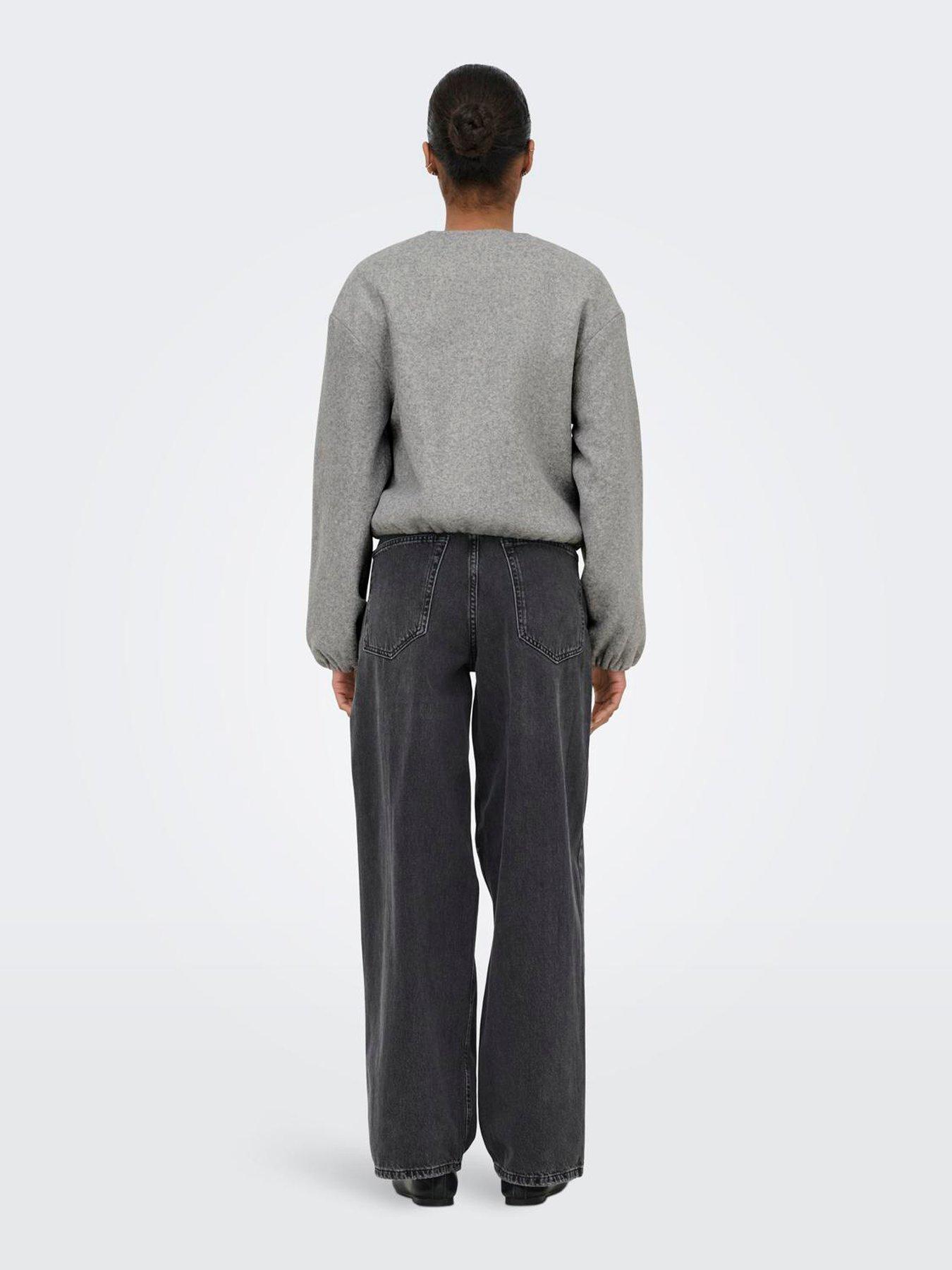  image of only-long-sleeve-balloon-bomber-jacket-light-grey-melange