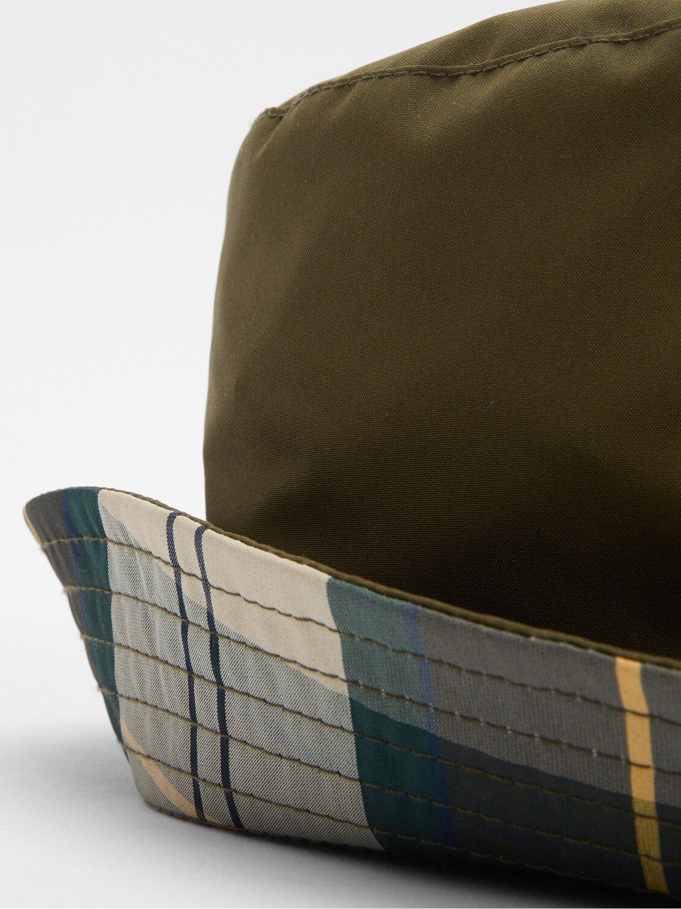  image of barbour-hutton-reversible-bucket-hat-khaki