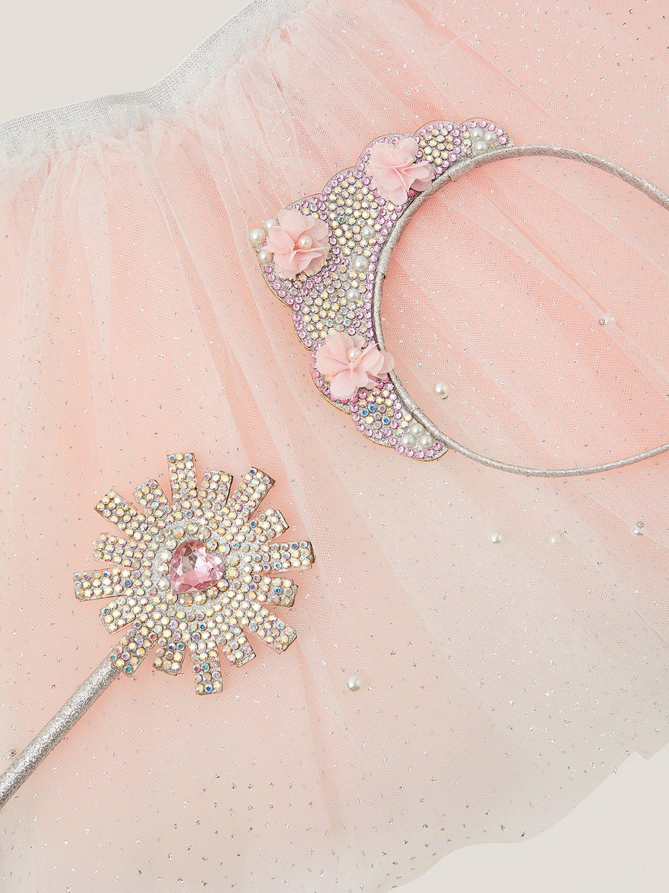 stillFront image of monsoon-girls-fairy-princess-dress-up-set-pink