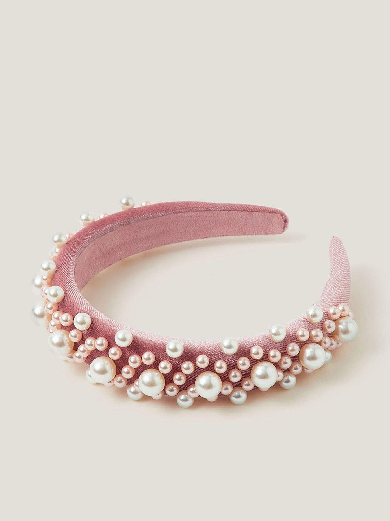 Image 1 of 2 of Monsoon Girls Dreamy Pearl Aliceband - Pink