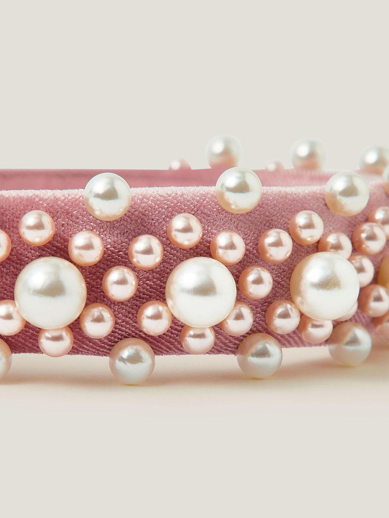 Image 2 of 2 of Monsoon Girls Dreamy Pearl Aliceband - Pink