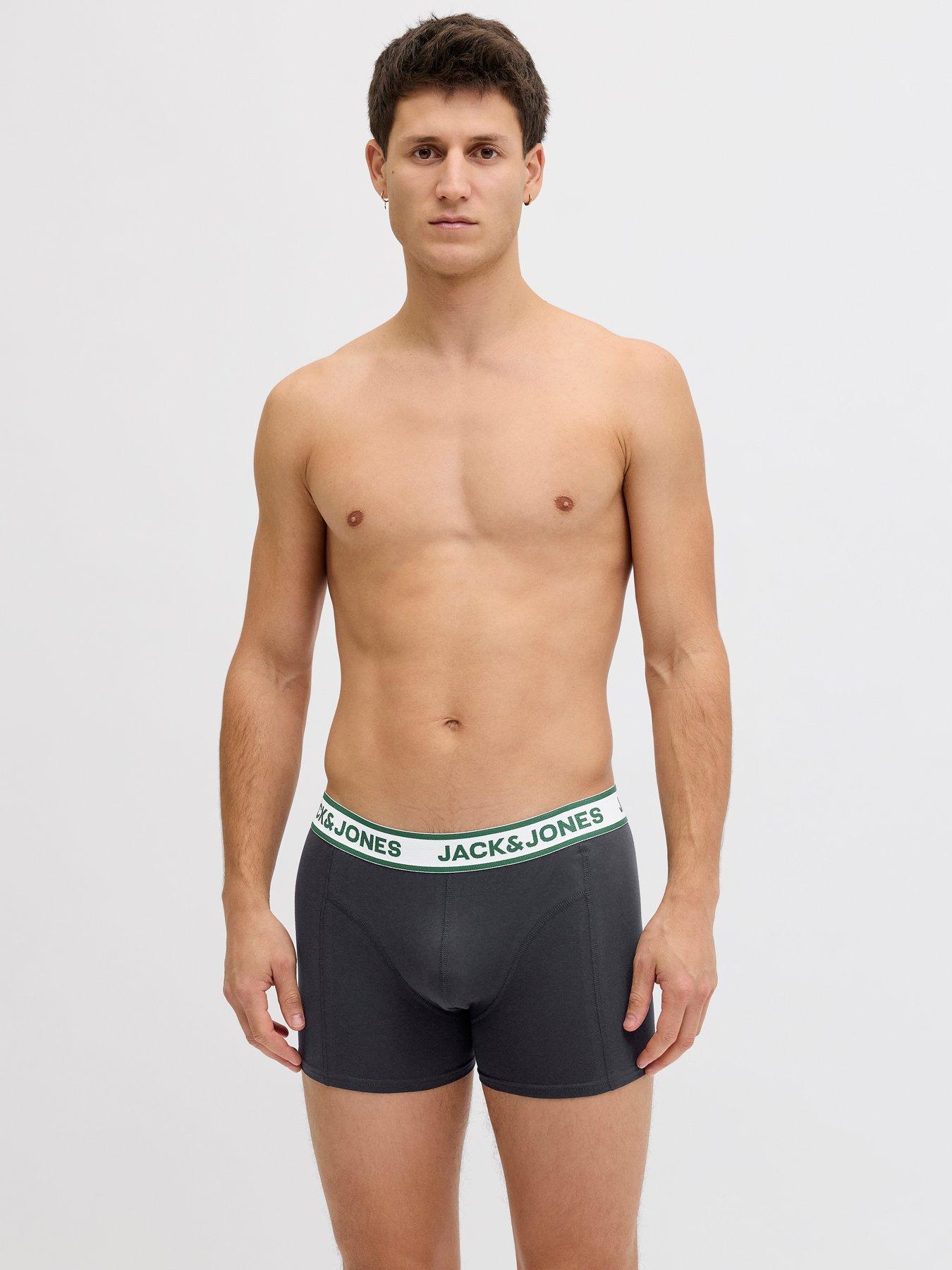 Image 2 of 3 of Jack & Jones Plus Nolan Solid Trunks 5 Pack - Green/Black