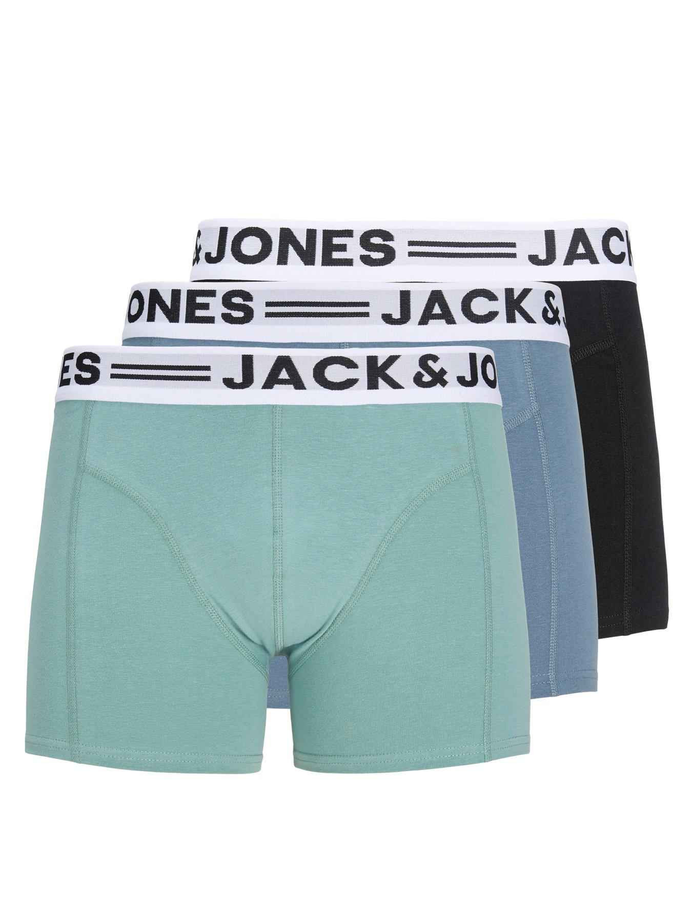 front image of jack-jones-3-pack-sense-logo-trunks-blue