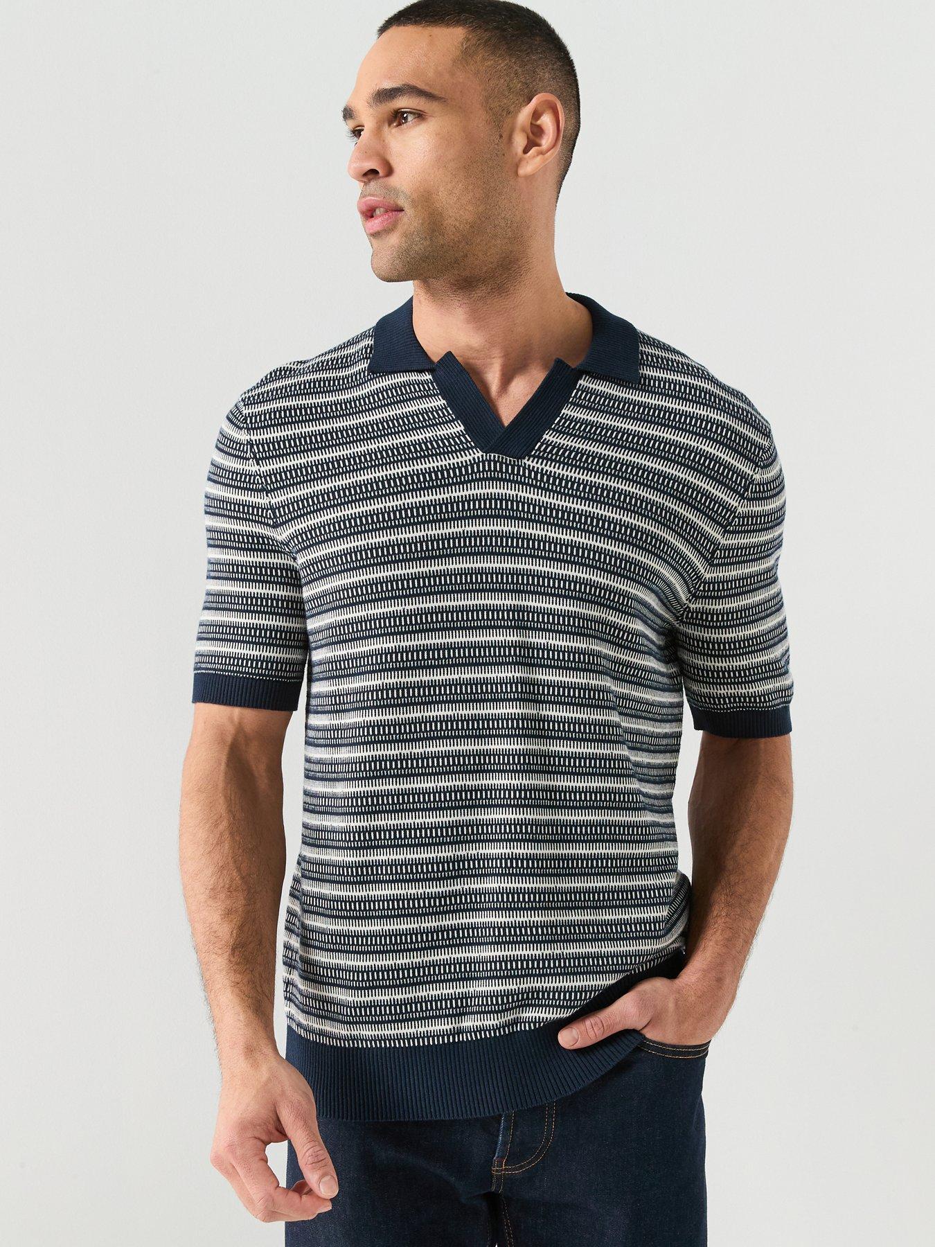 ONLY & SONS Tilo Open Collar Knitted Polo Shirt - Dark Sapphire