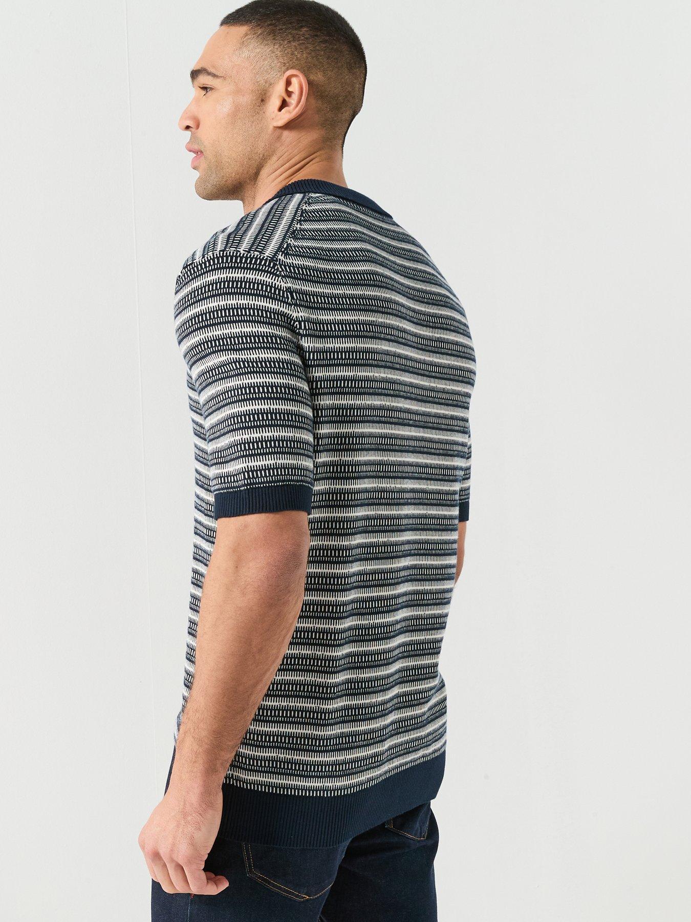 Image 2 of 5 of ONLY & SONS Tilo Open Collar Knitted Polo Shirt - Dark Sapphire