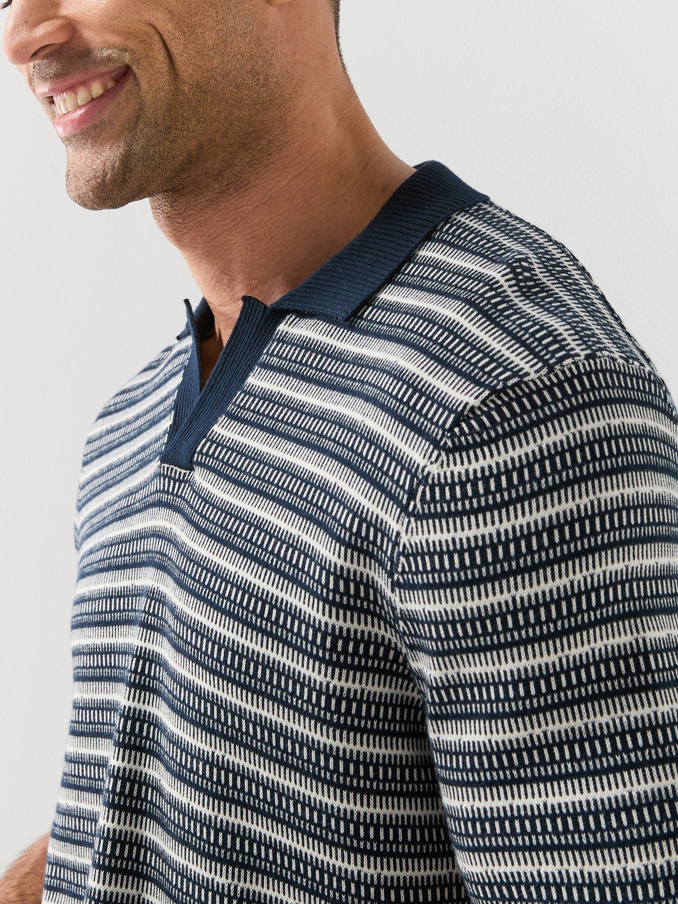 Image 4 of 5 of ONLY & SONS Tilo Open Collar Knitted Polo Shirt - Dark Sapphire