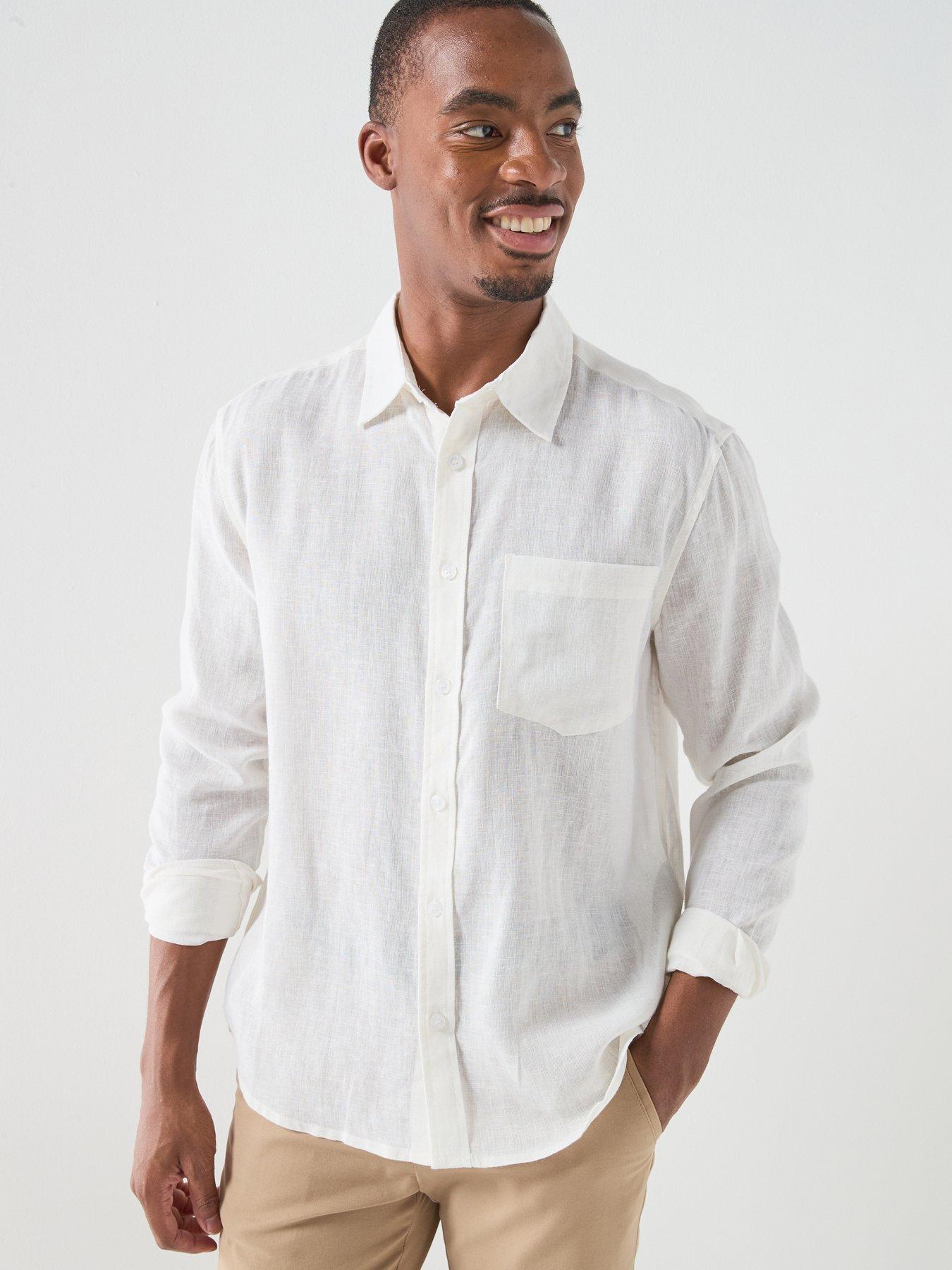 ONLY & SONS Laurence Long Sleeve Linen Blend Shirt - White