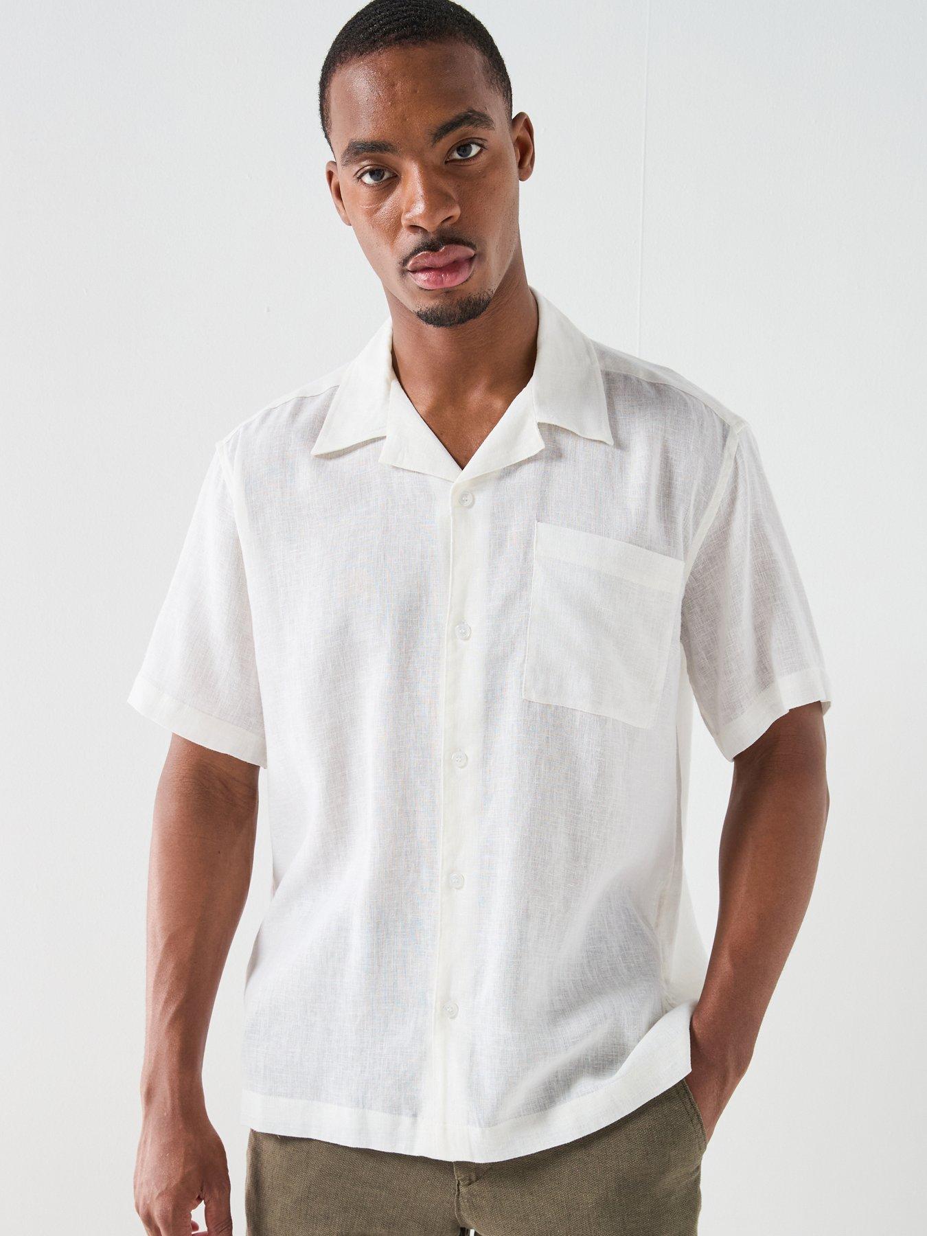 ONLY & SONS Laurence Short Sleeve Linen Blend Resort Shirt - White