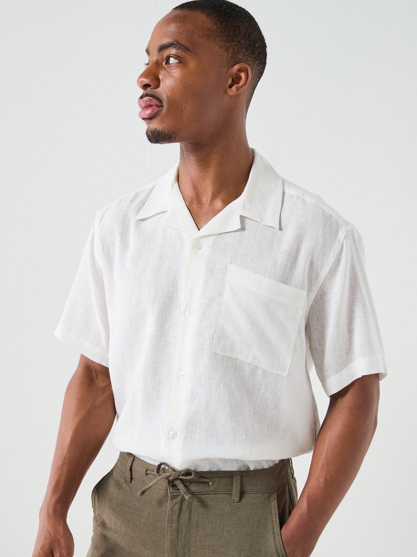Image 6 of 6 of ONLY & SONS Laurence Short Sleeve Linen Blend Resort Shirt - White