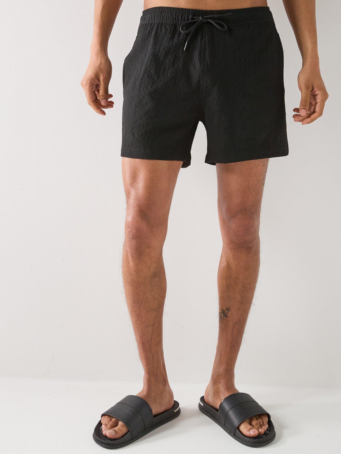 only-sons-ted-seersucker-swim-shorts-black