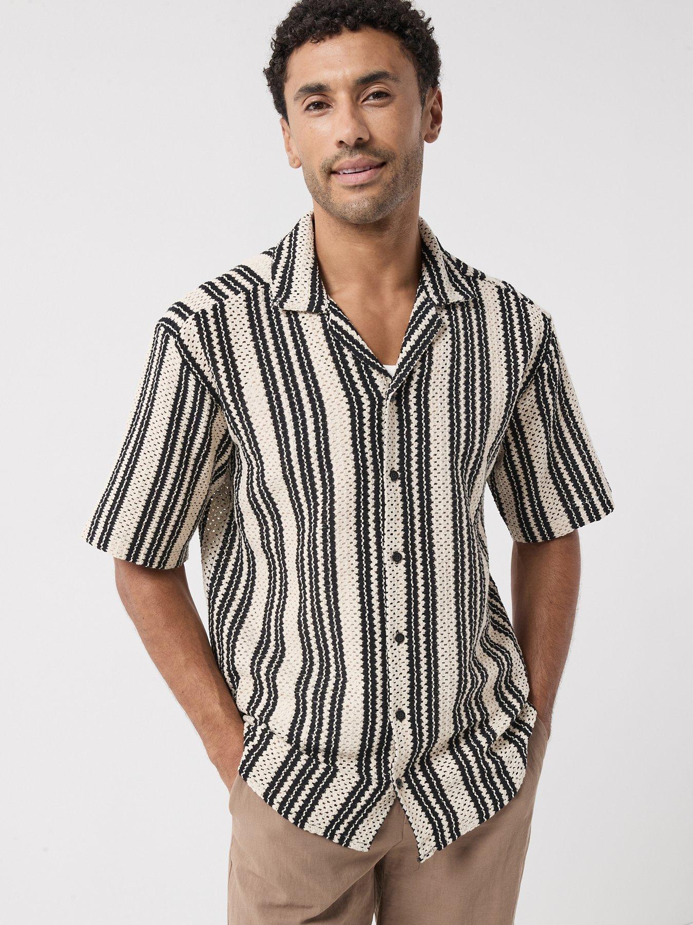 front image of only-sons-dani-crochet-short-sleeve-shirt-cloud-dancer