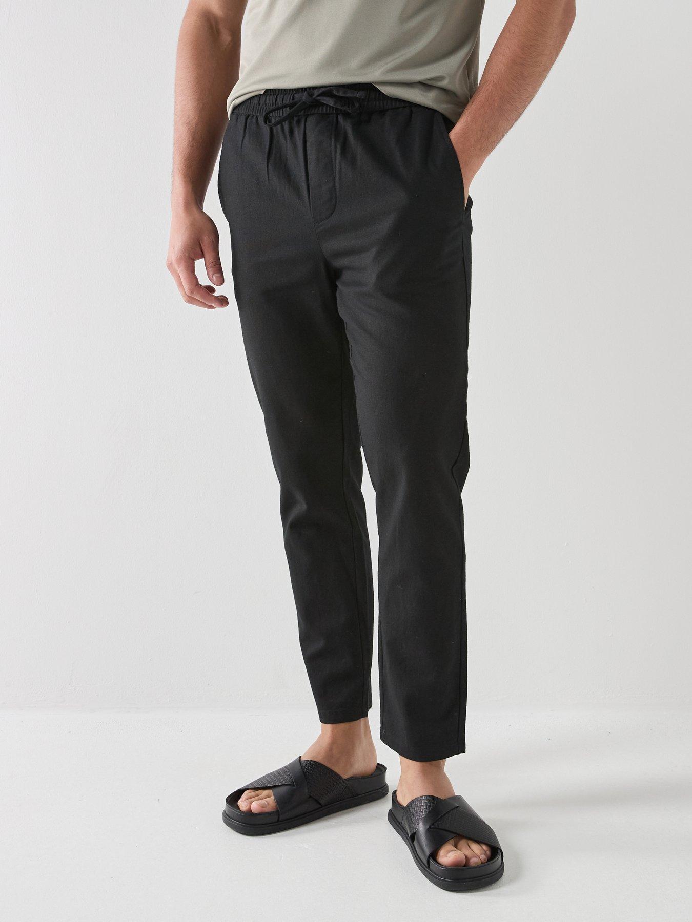 only-sons-linus-linen-blend-trousers-black