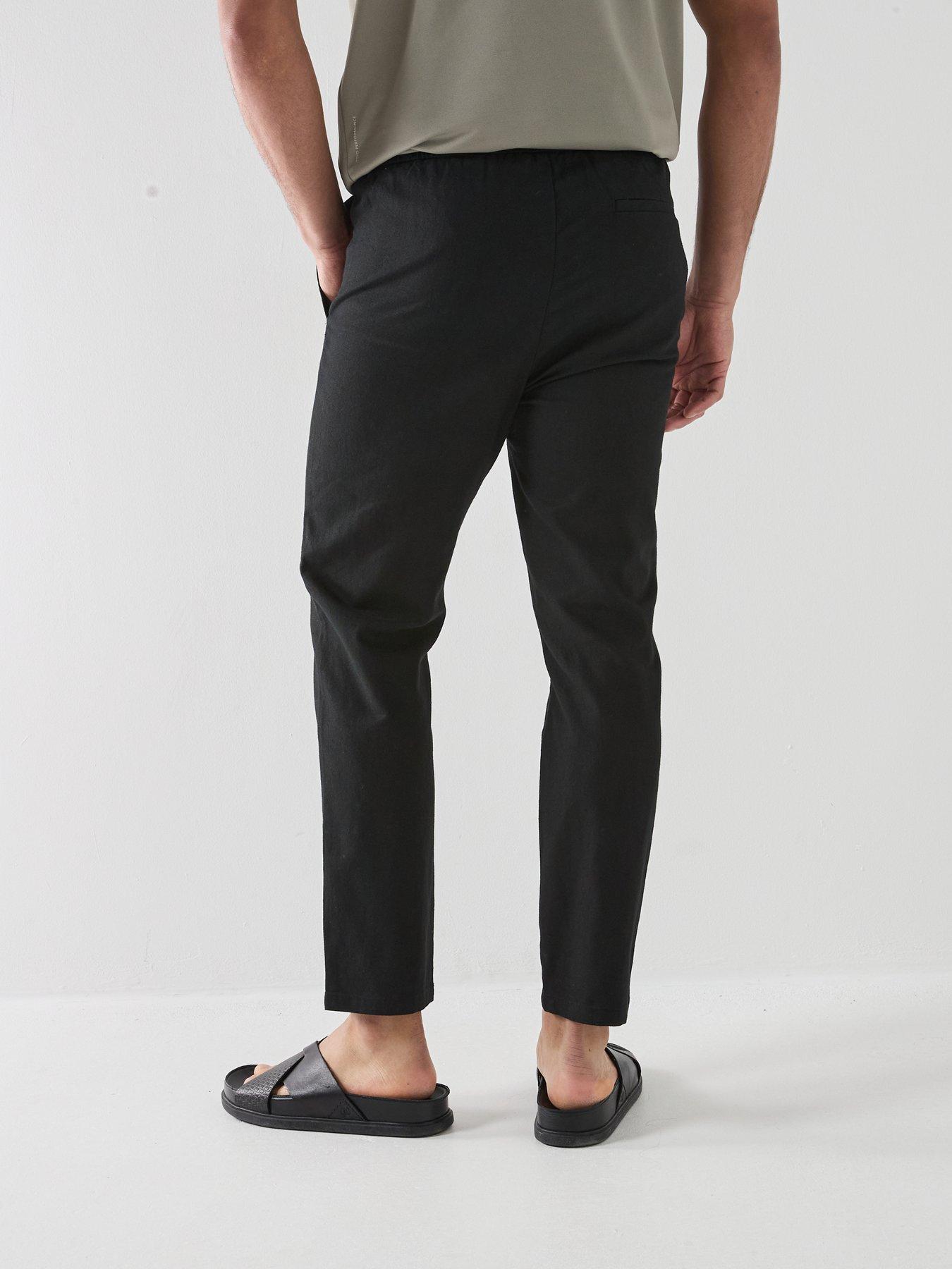 Image 2 of 5 of ONLY & SONS Linus Linen Blend Trousers - Black