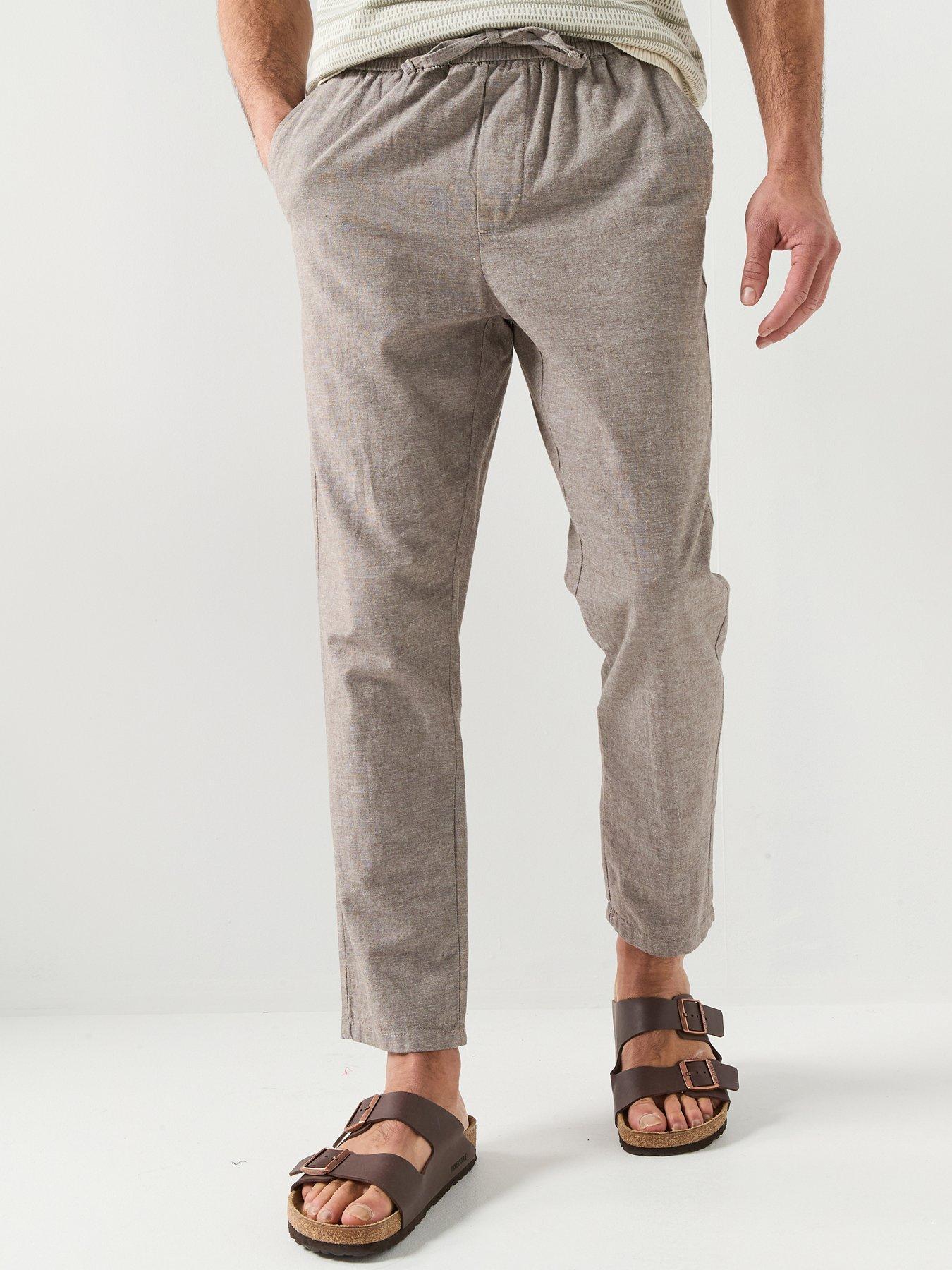 ONLY & SONS Linus Linen Blend Trousers - Beige