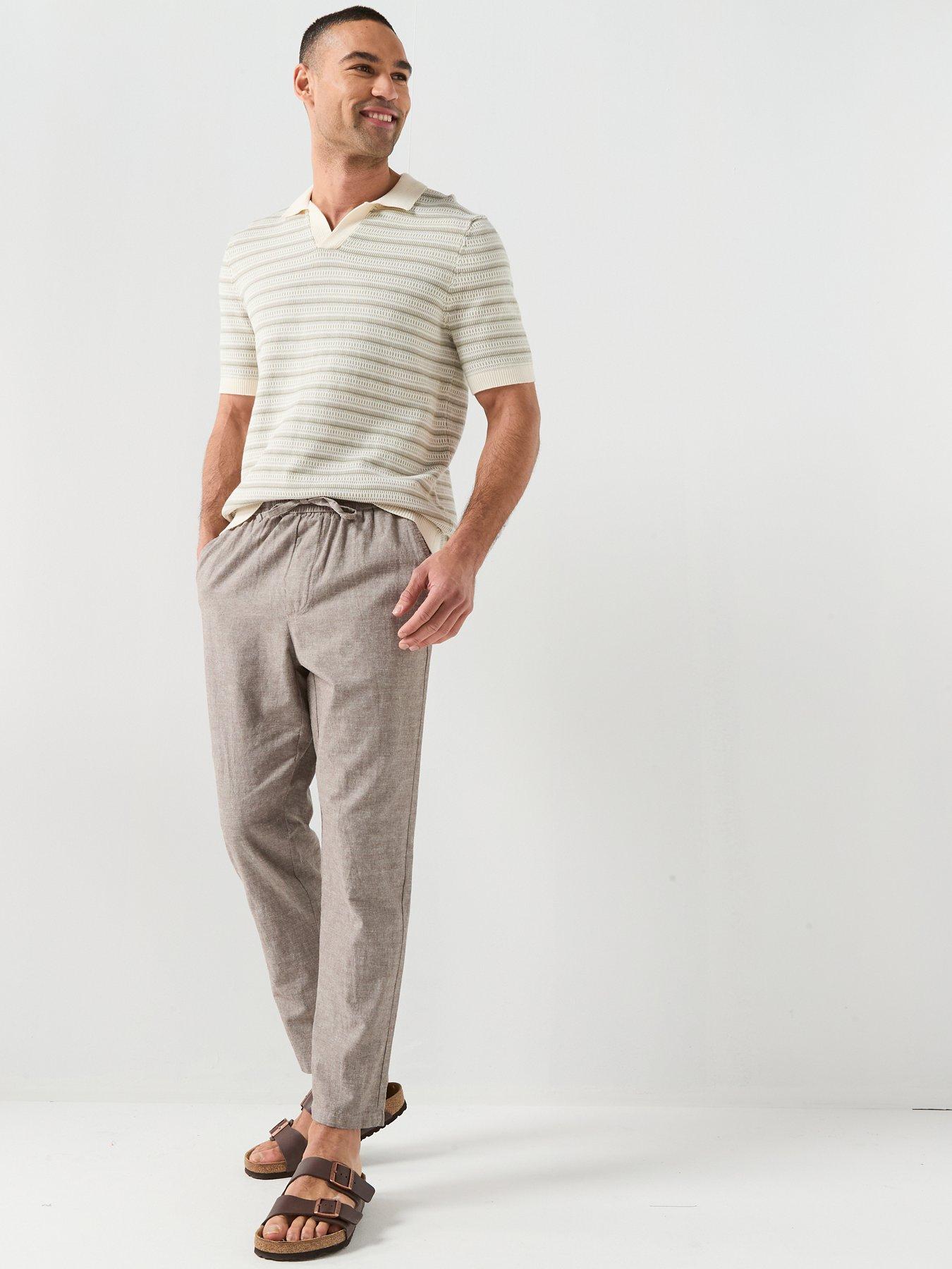 Image 3 of 5 of ONLY & SONS Linus Linen Blend Trousers - Beige