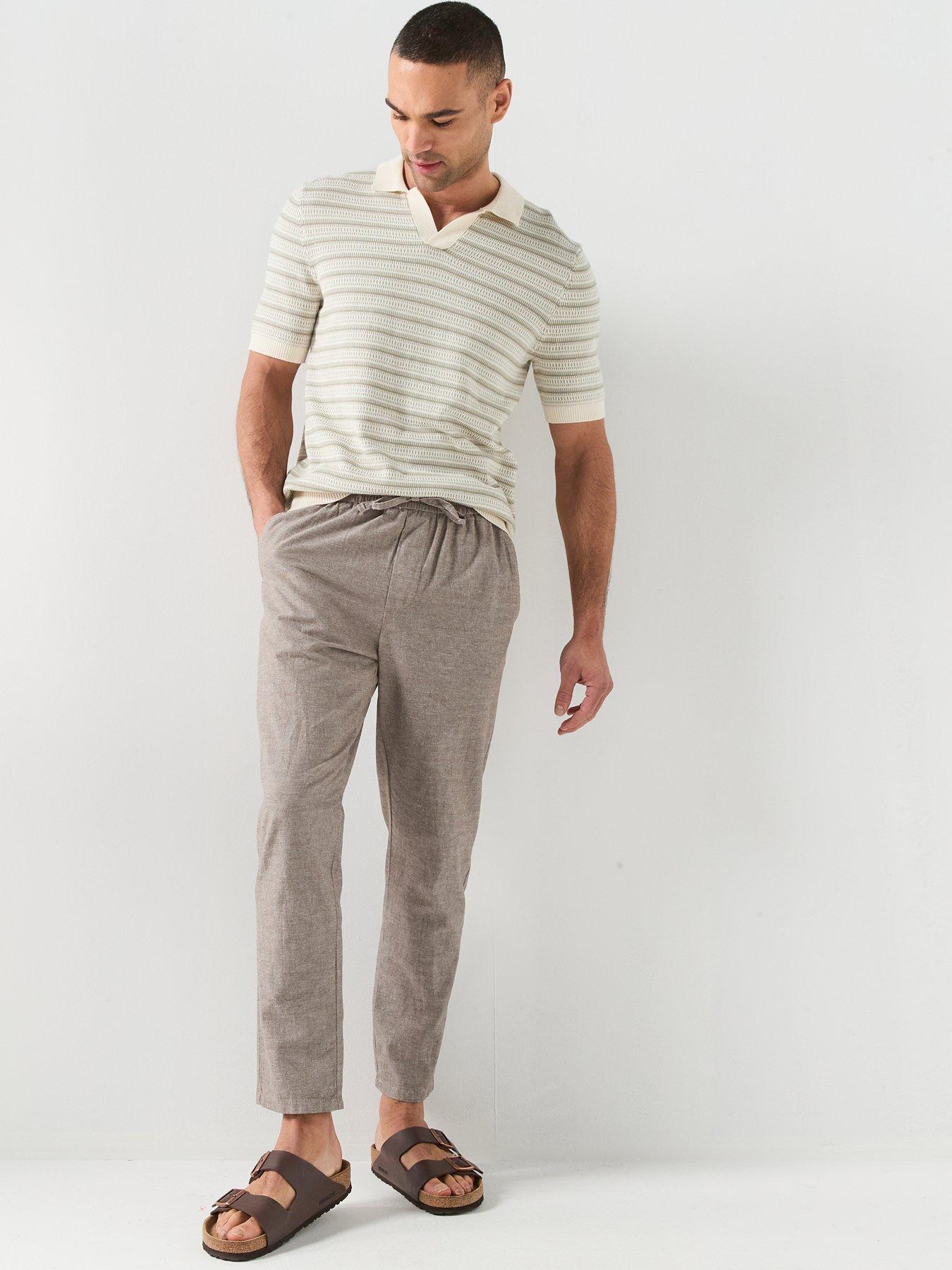 Image 5 of 5 of ONLY & SONS Linus Linen Blend Trousers - Beige