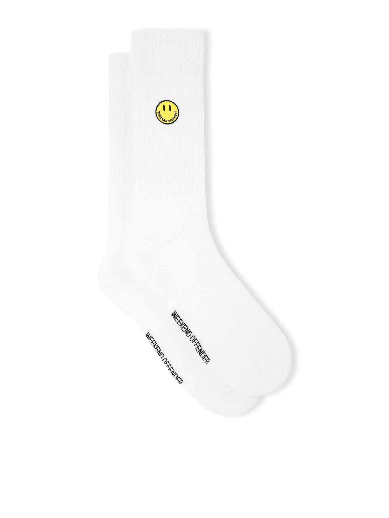 Image 1 of 4 of Weekend Offender Smiley 3 Pack Socks - White