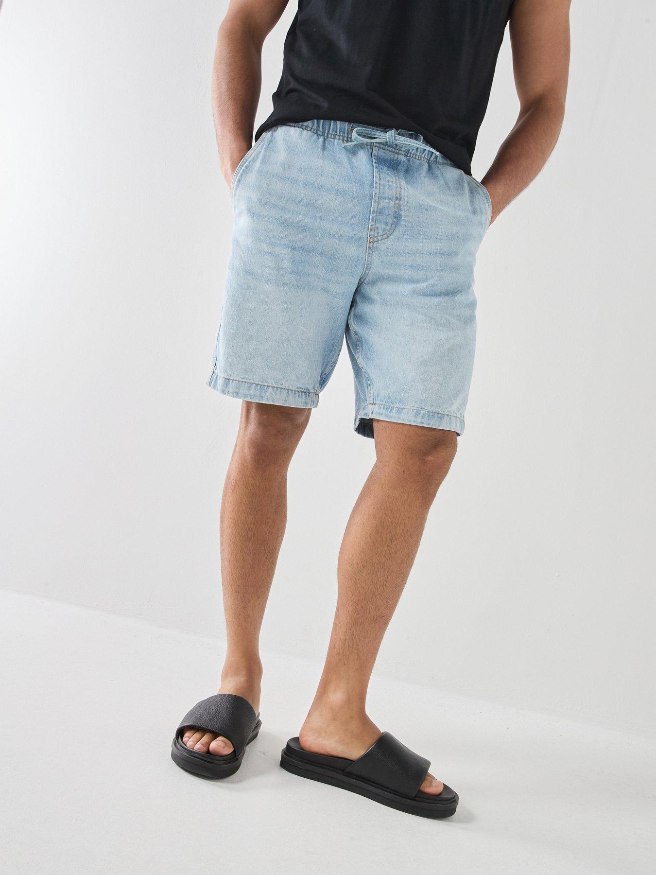  image of only-sons-fade-strings-denim-shorts-light-blue