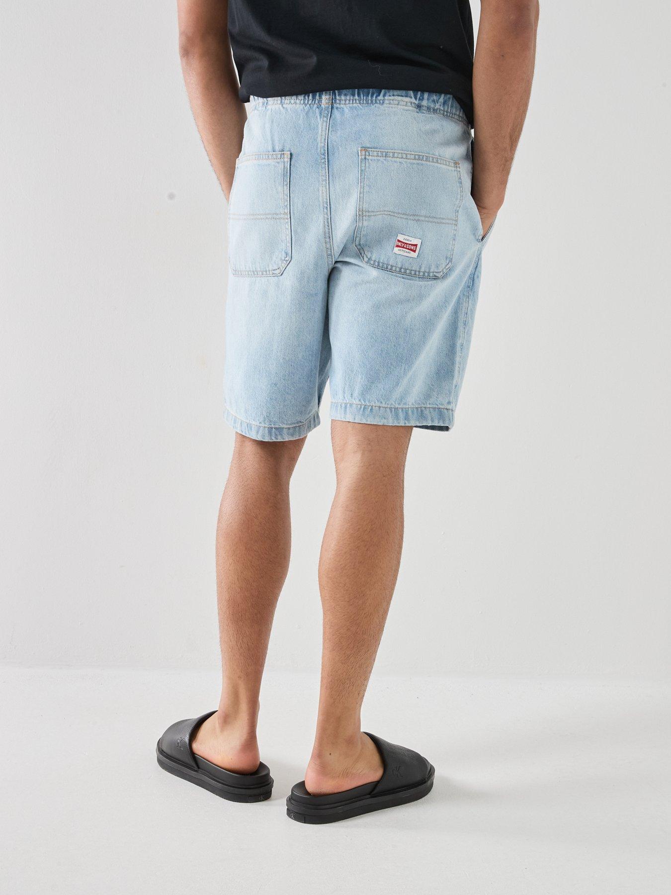 stillFront image of only-sons-fade-strings-denim-shorts-light-blue