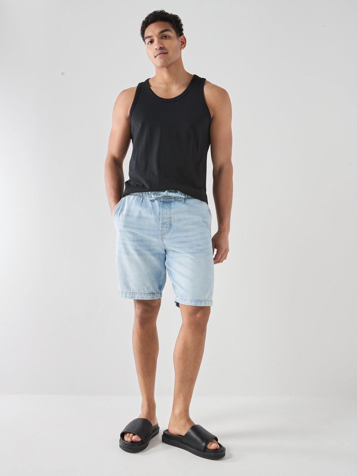  image of only-sons-fade-strings-denim-shorts-light-blue