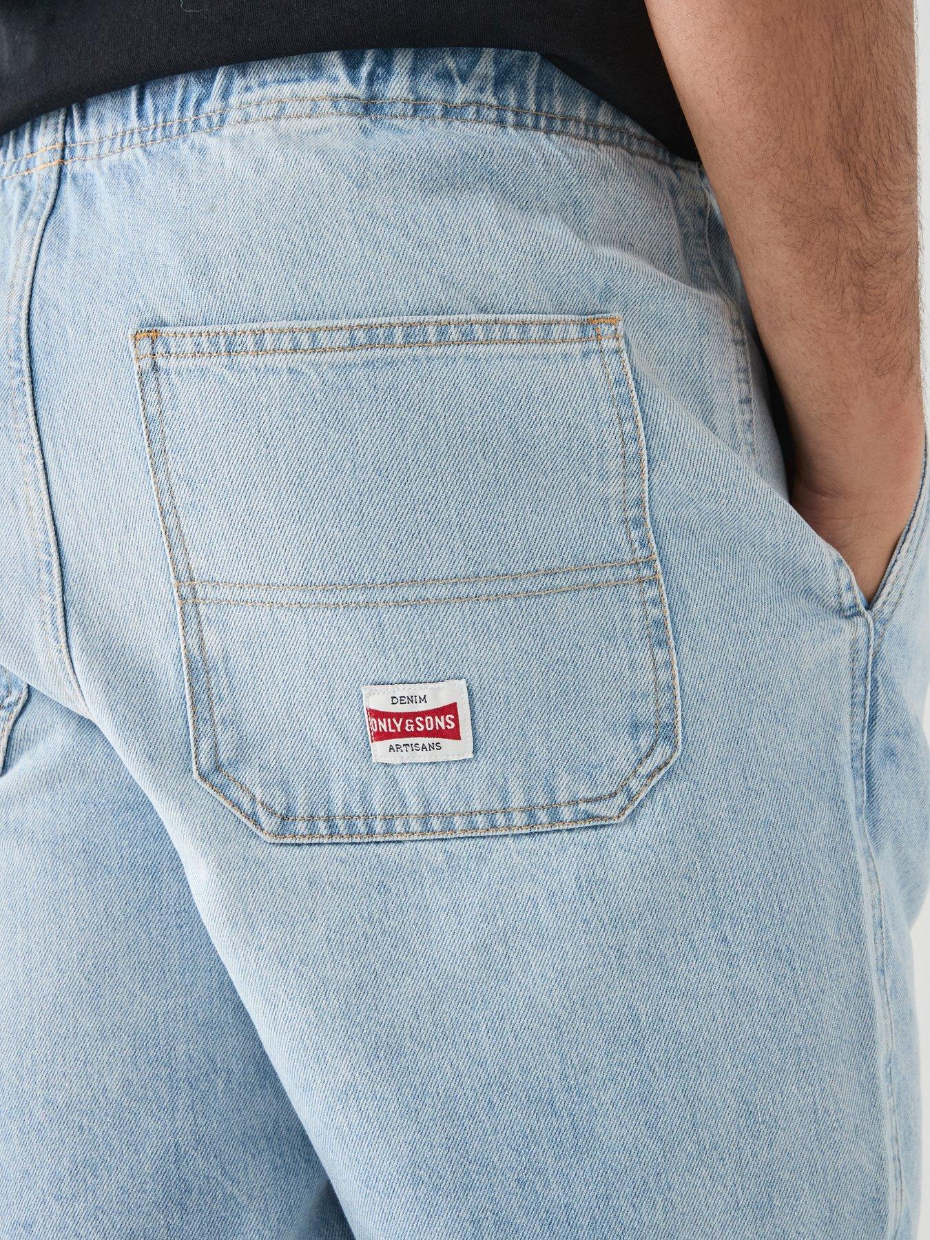  image of only-sons-fade-strings-denim-shorts-light-blue