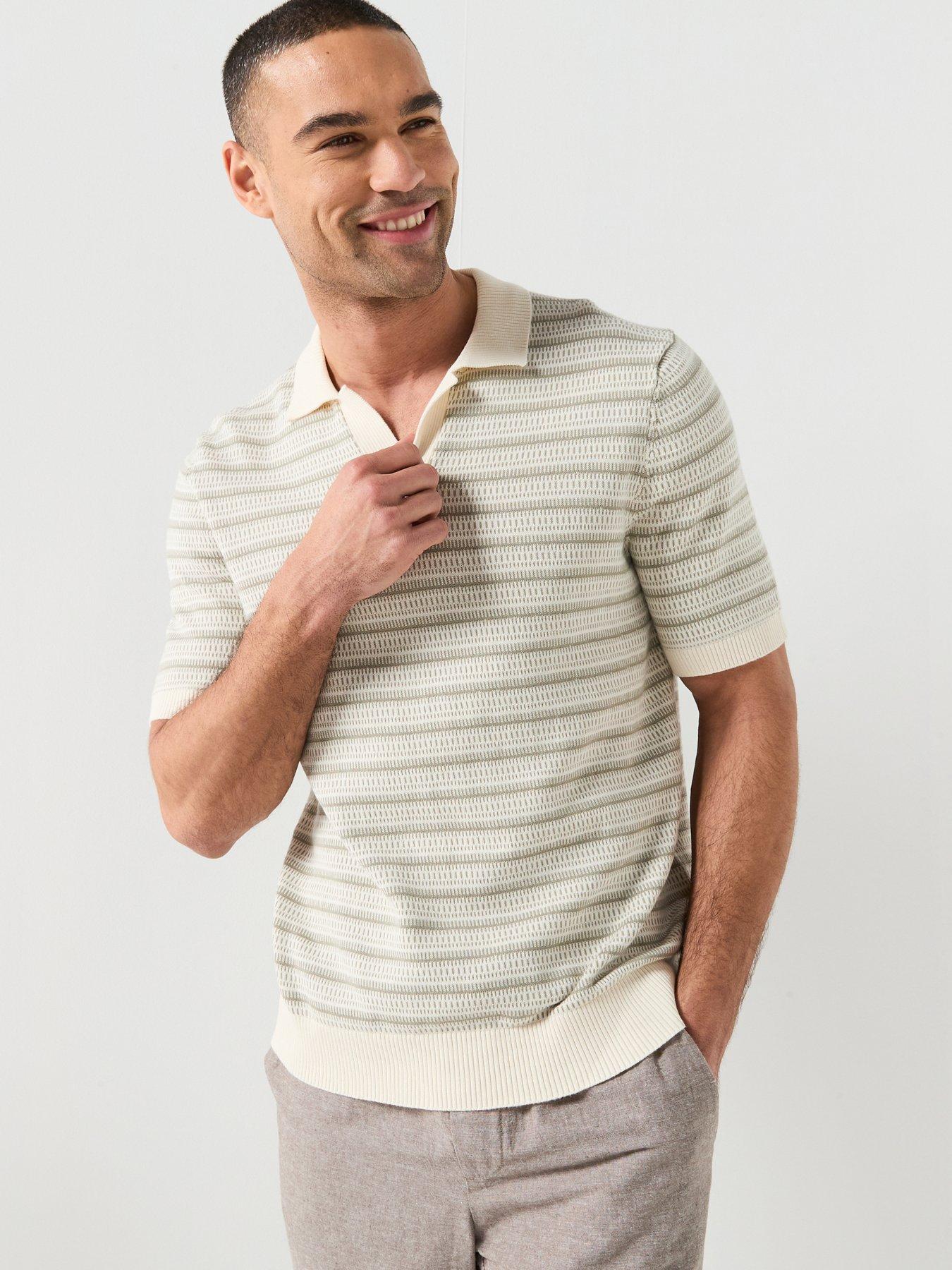 ONLY & SONS Tilo Open Collar Knitted Polo Shirt - Beige