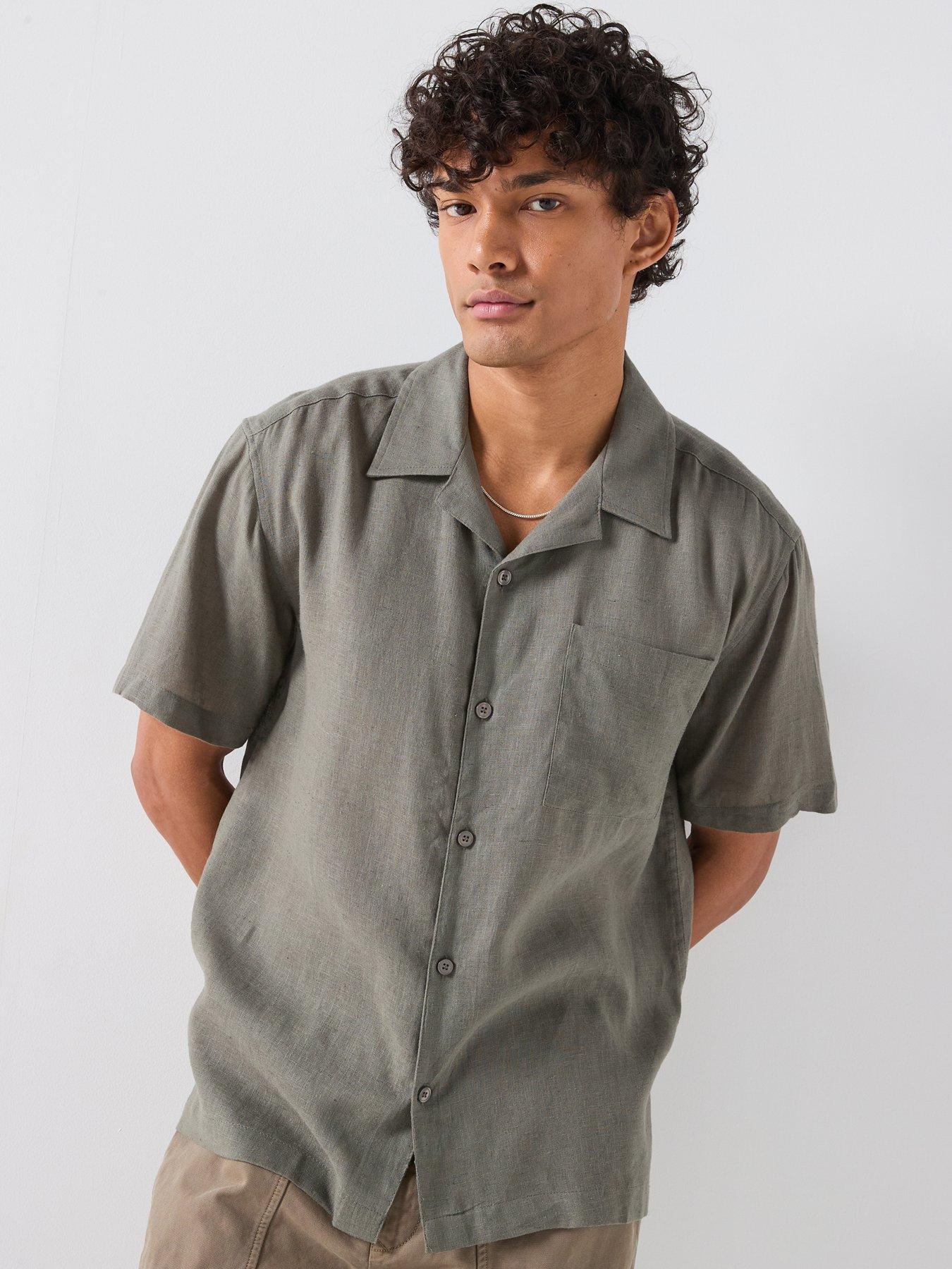 ONLY & SONS Laurence Short Sleeve Linen Blend Resort Shirt - Grey