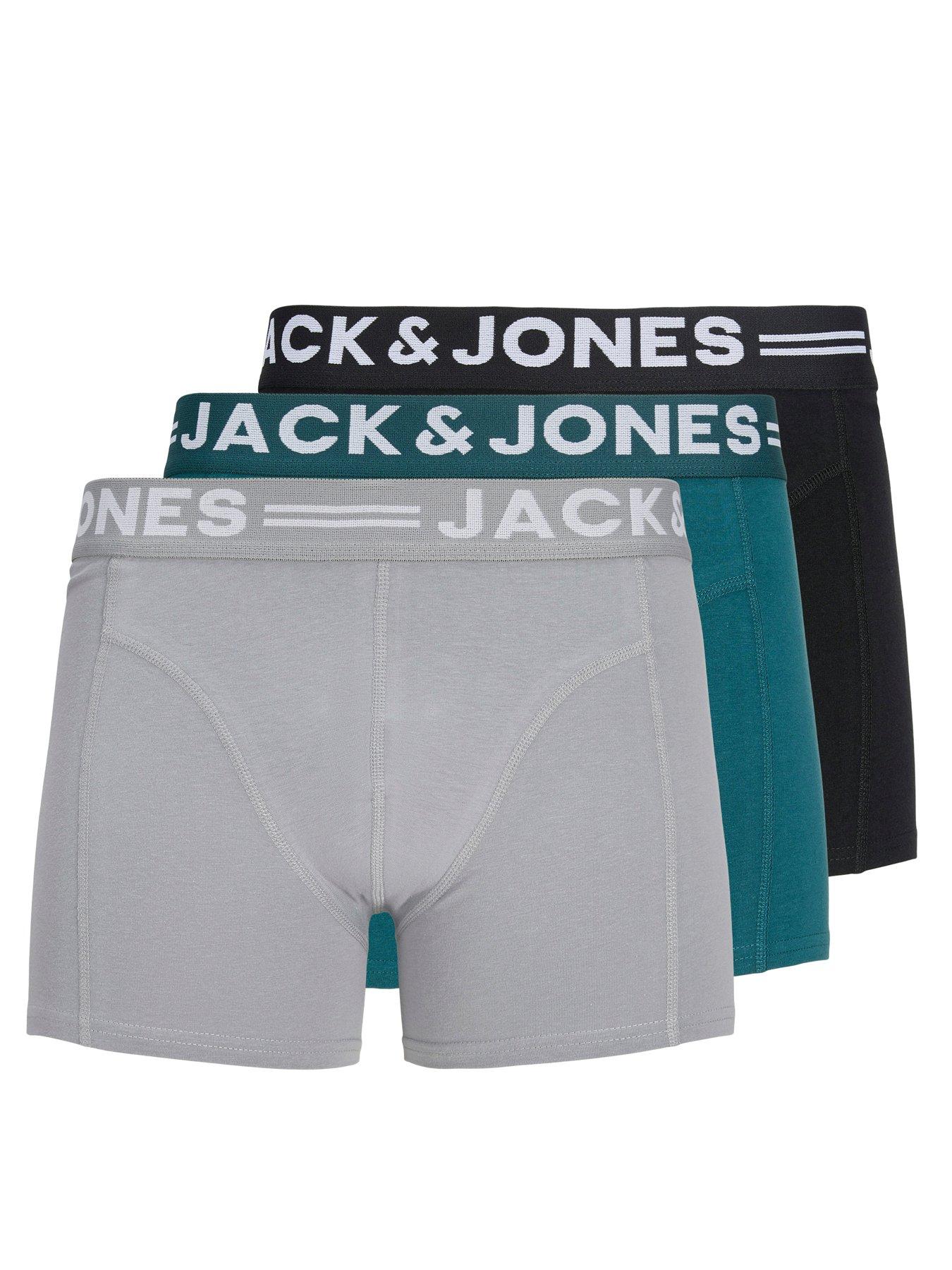 front image of jack-jones-3-pack-sense-logo-trunks-multi