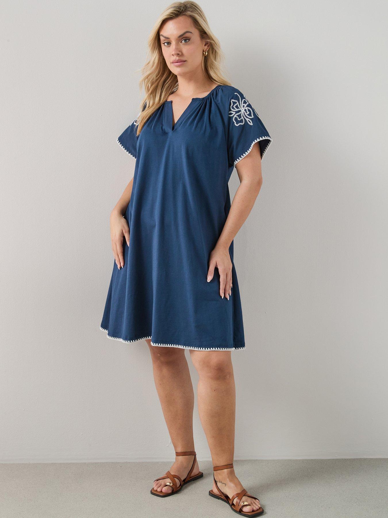 The Very Collection Curve Embroidered Sleeve Mini Dress