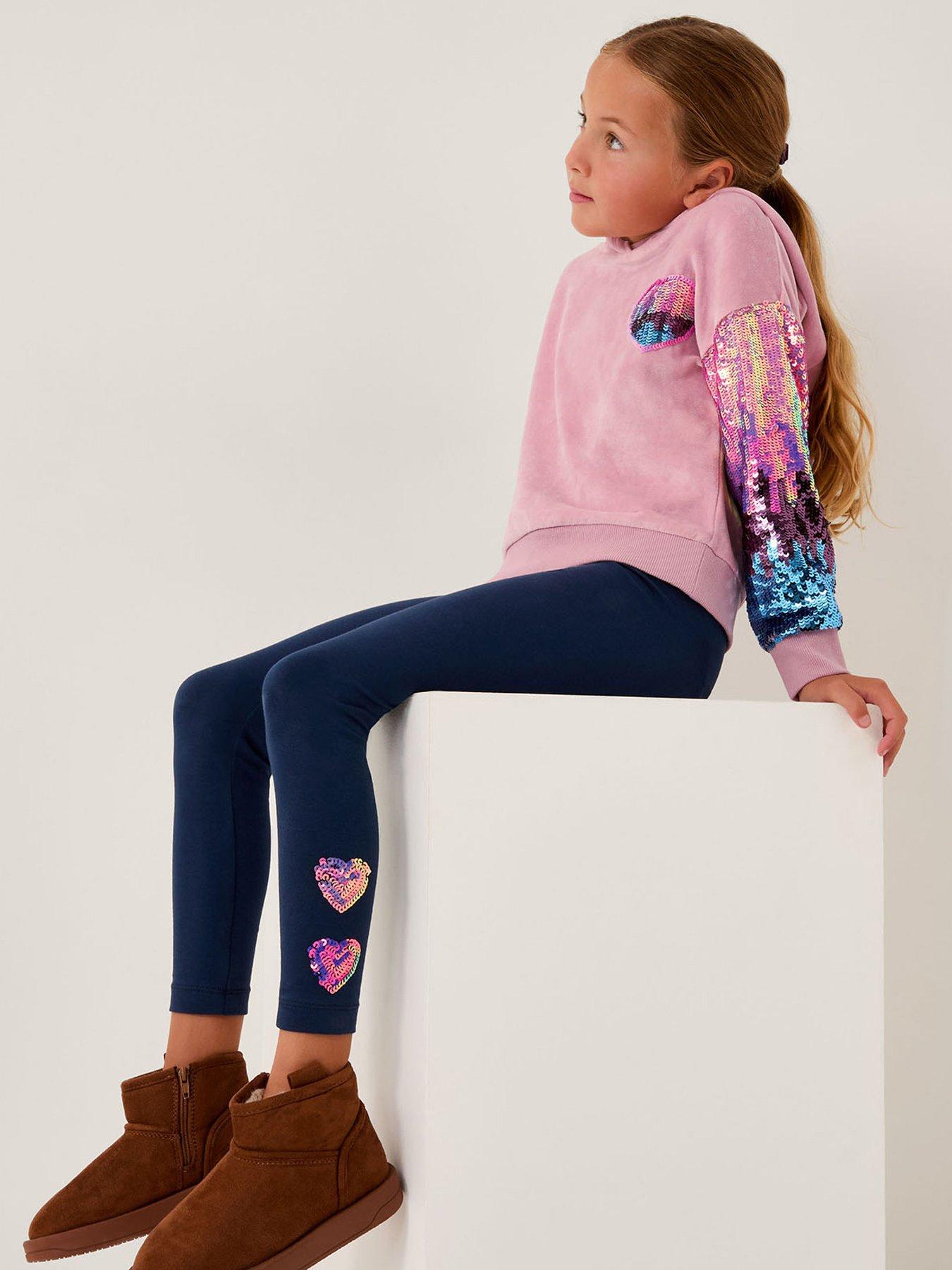 front image of monsoon-girls-velour-sequin-arm-hoody-and-legging-set-pink