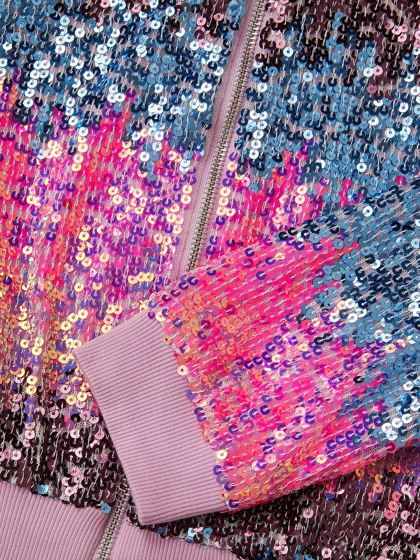  image of monsoon-girls-ombre-sequin-bomber-jacket-multi