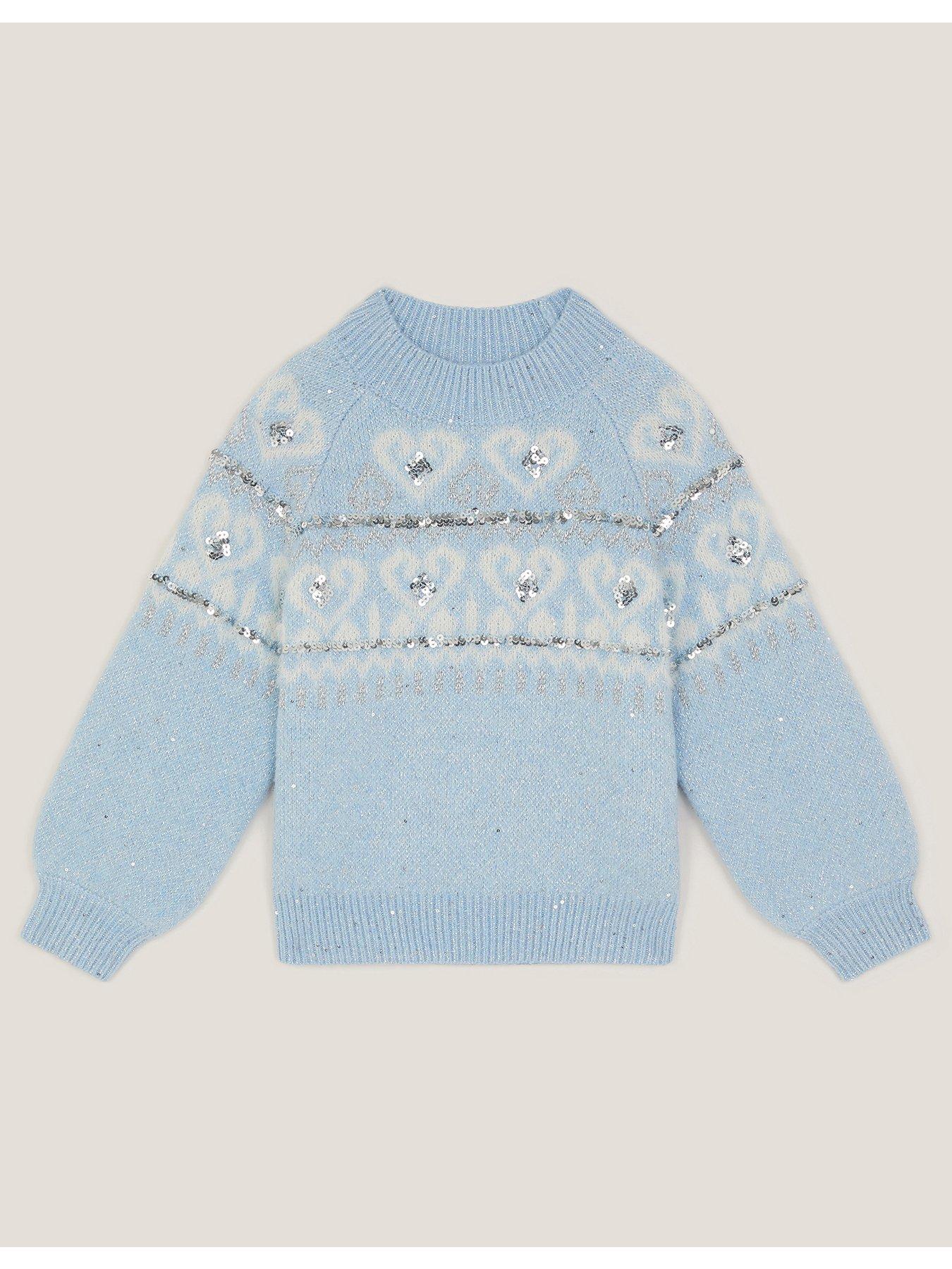 stillFront image of monsoon-girls-enchanted-sparkle-jumper-blue