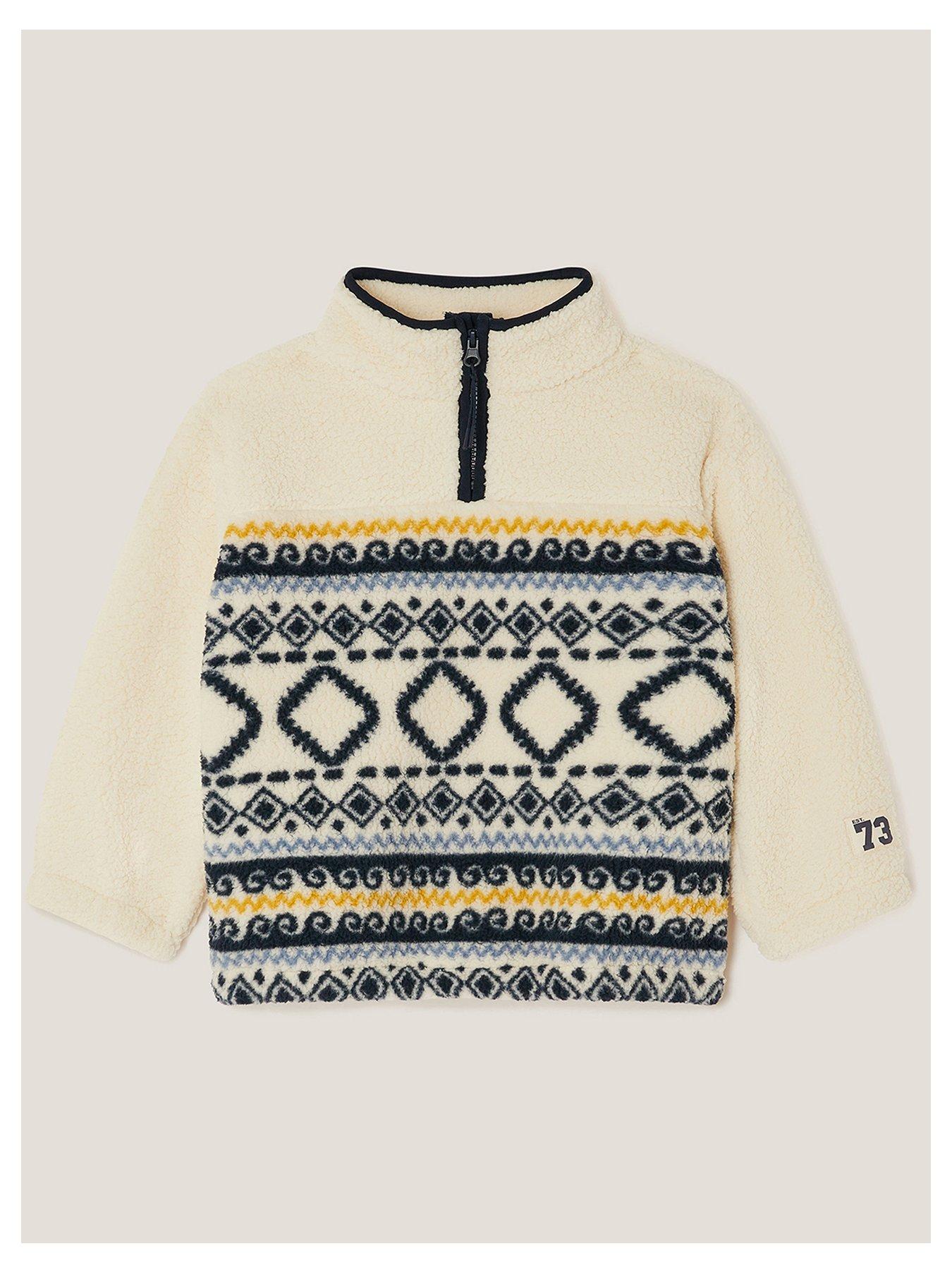  image of monsoon-boys-ikat-half-zip-fleece-beige
