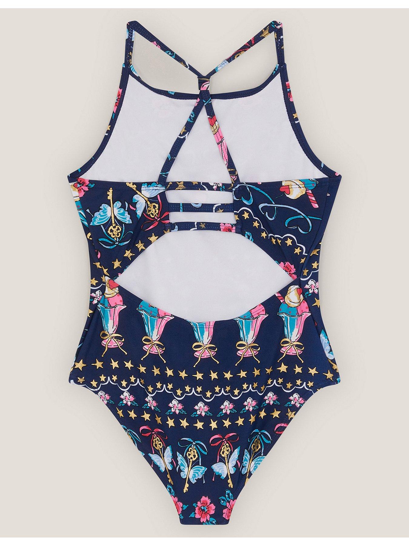 Image 2 of 3 of Monsoon Girls Ice Cream Print Swimsuit - Navy